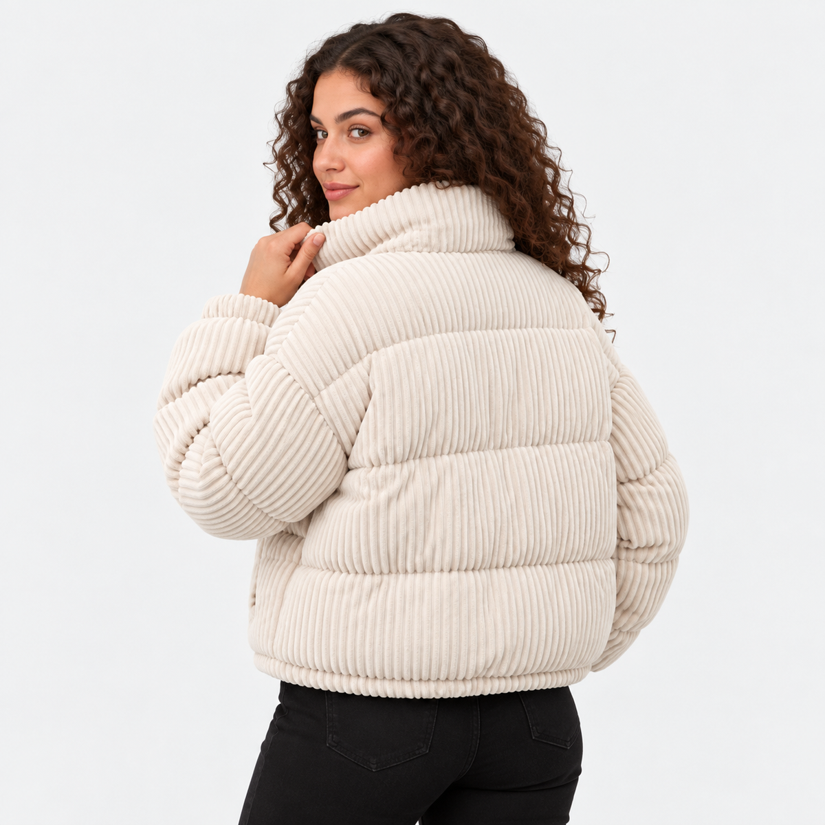 NAJAS | Women's Corduroy Puffer Jacket with Padded Lining