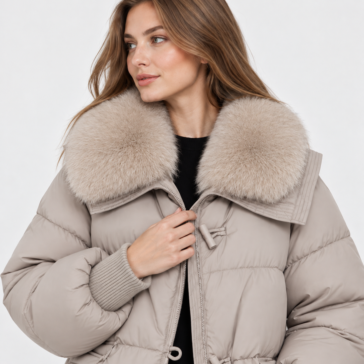 NAJAS | Women's Fur Collar Winter Jacket Warm Padded Short Coat