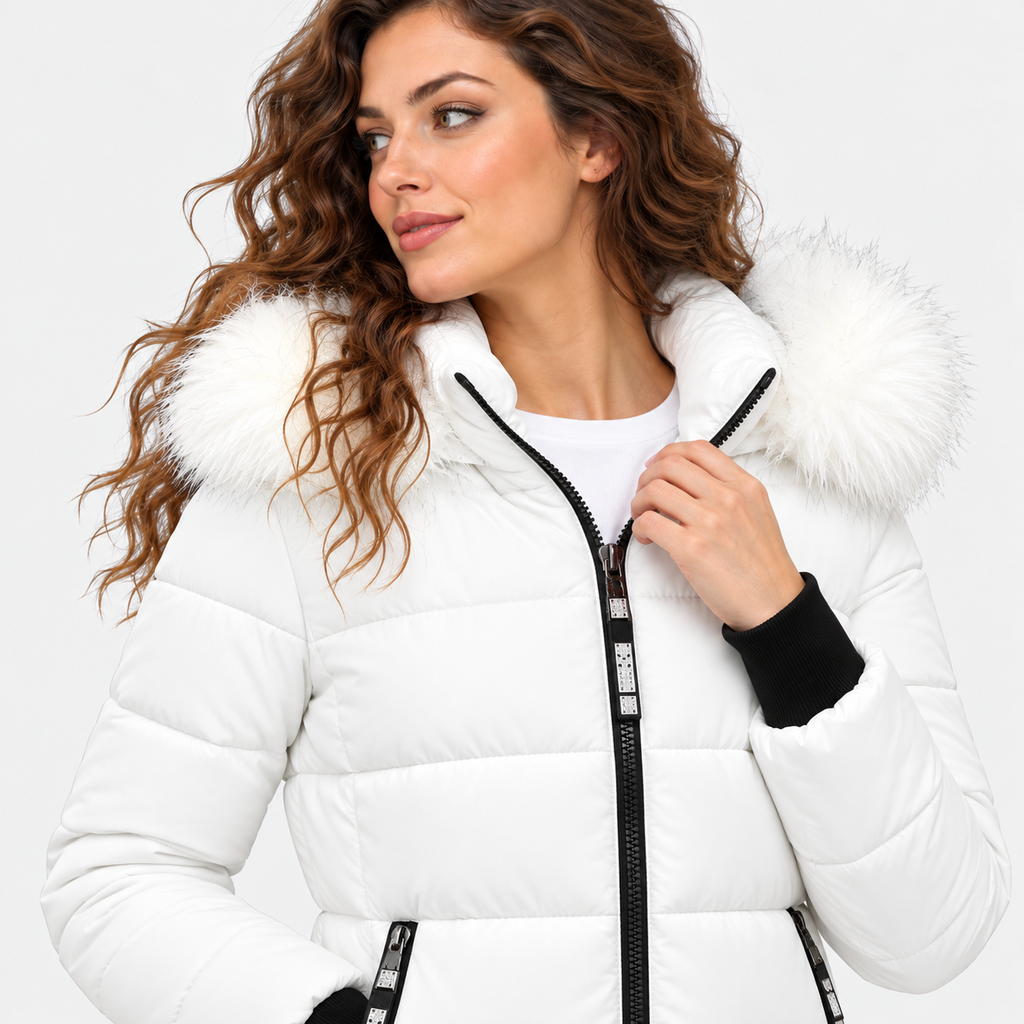 NAJAS | Women's Plus Size Padded Winter Coat with Fur Collar