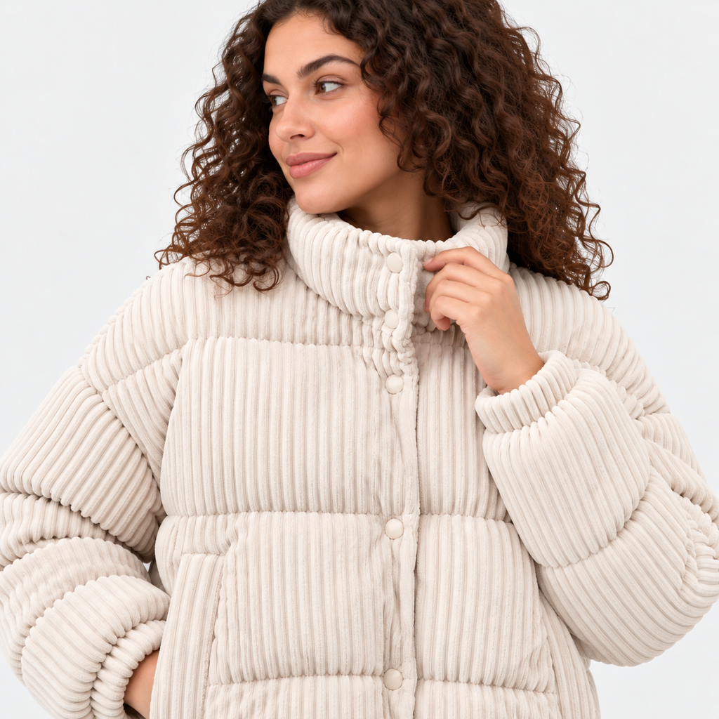 NAJAS | Women's Corduroy Puffer Jacket with Padded Lining