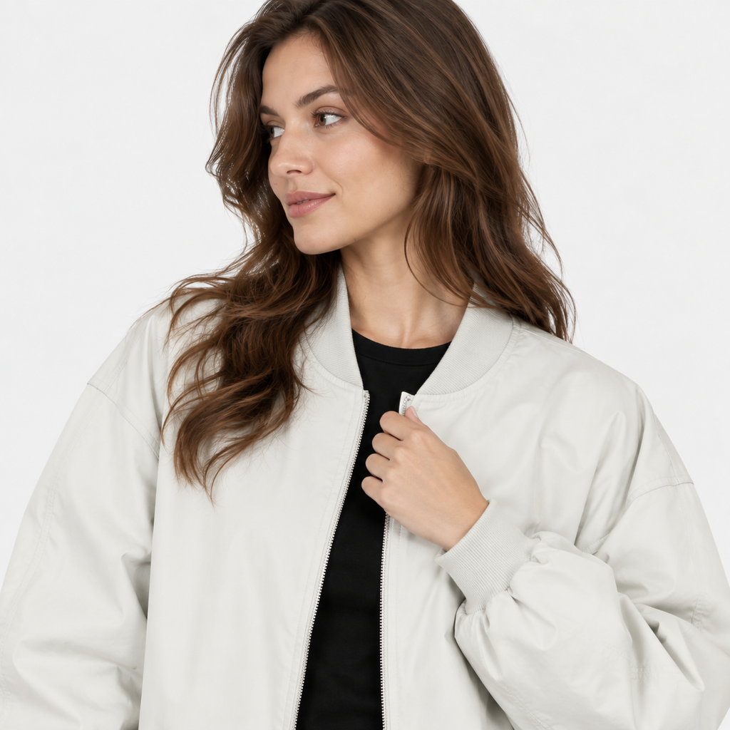 NAJAS | Women’s Solid Color Jacket Rabbit Fur Detail Long Sleeve Coat