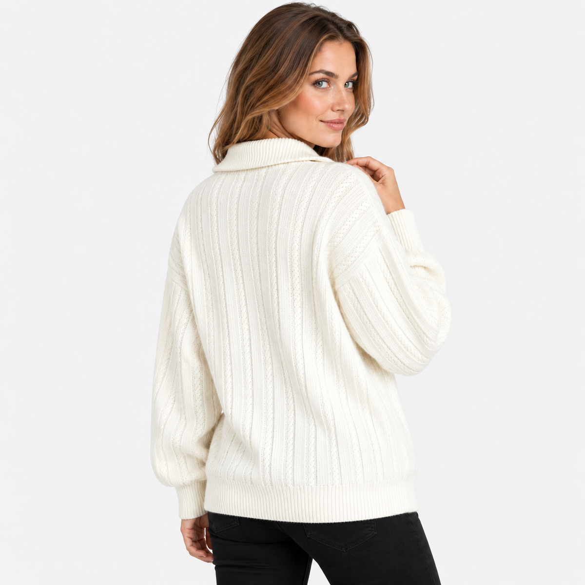NAJAS | Women’s Knit Sweater Zip Up Pullover Thick Warm Casual Top