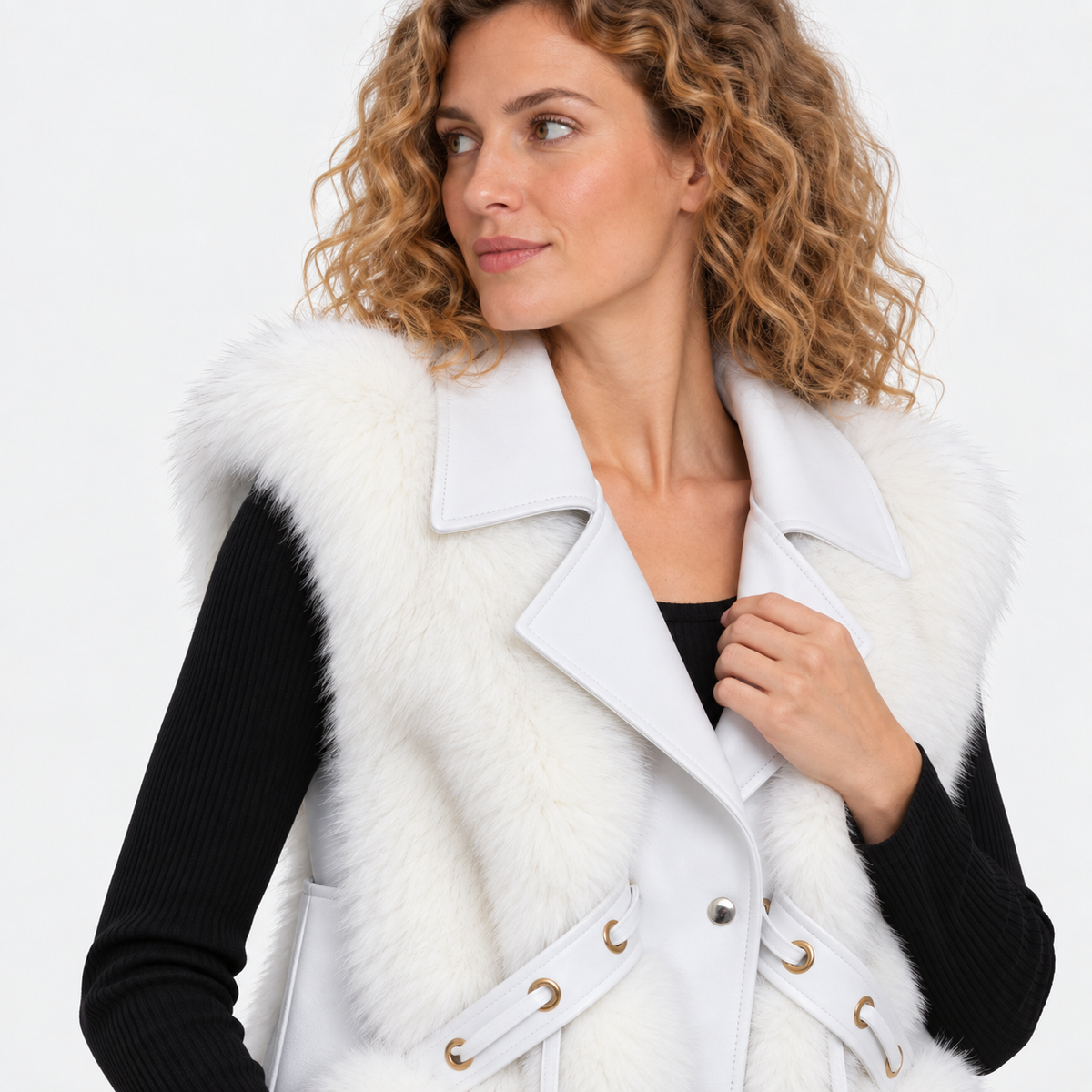 NAJAS | Women’s Plush Vest Jacket Patchwork Style Warm Fashion Coat