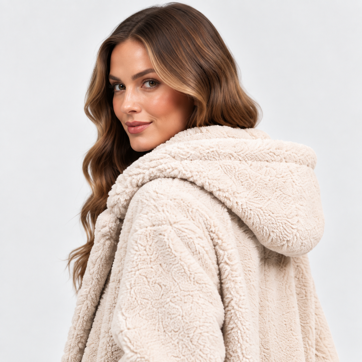 NAJAS | Women’s Teddy Coat Faux Fleece Hooded Long Winter Outerwear