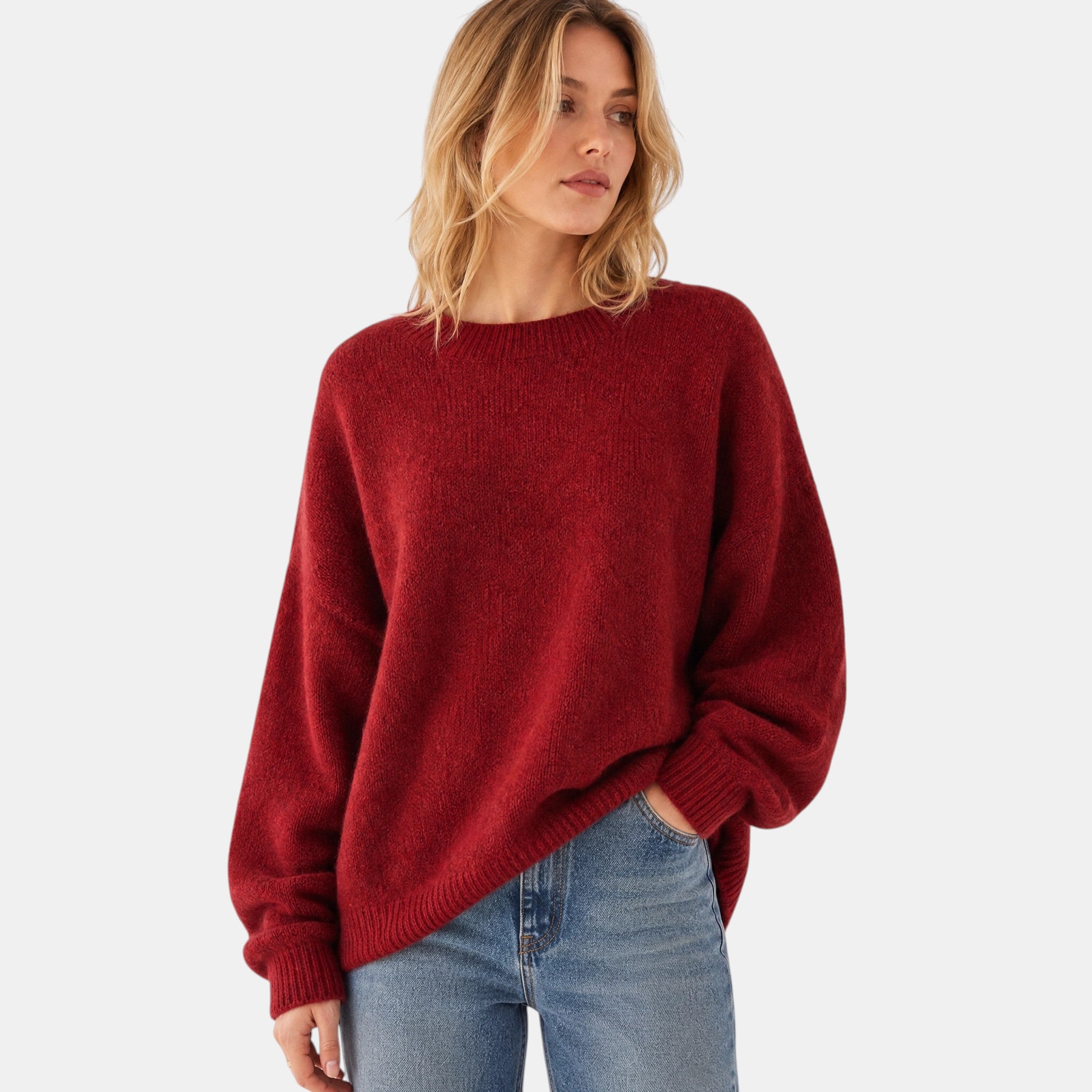 NAJAS | Women's Crew Neck Knitted Jumper with Split Hem