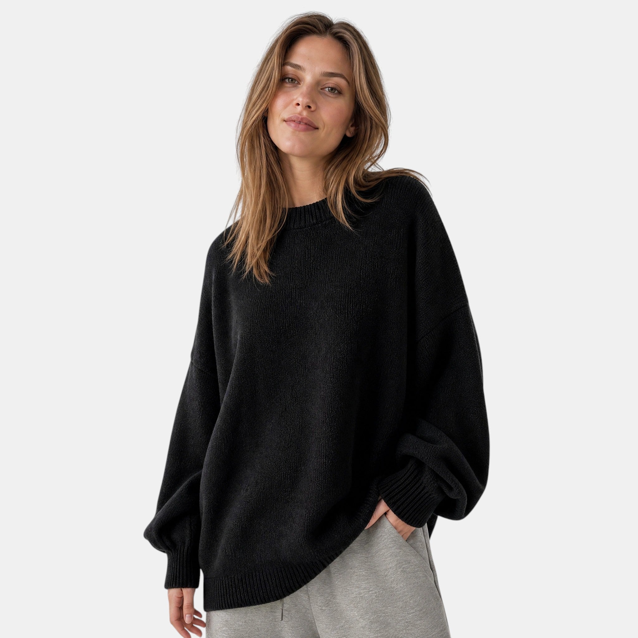 NAJAS | Women's Crew Neck Knitted Jumper with Split Hem
