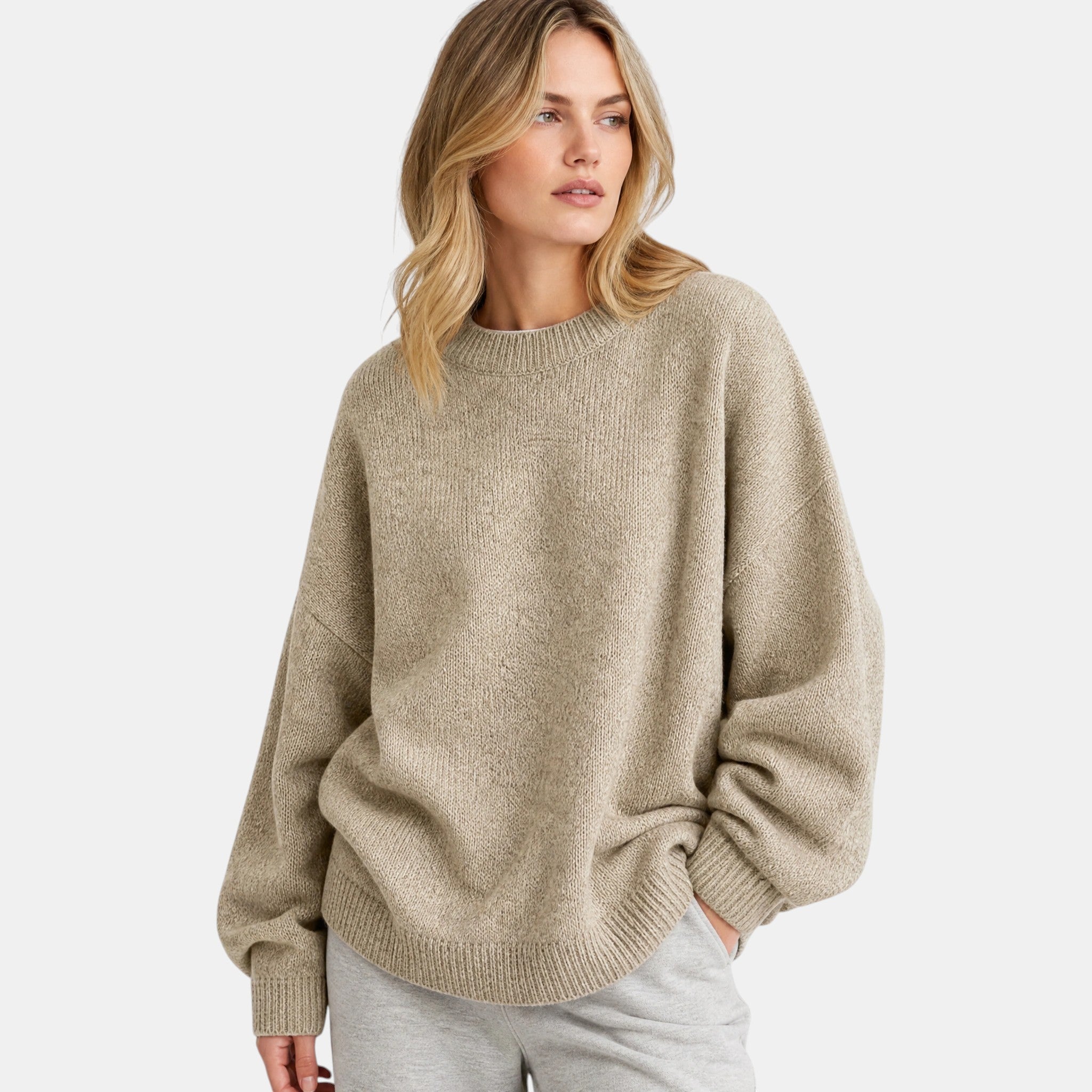 NAJAS | Women's Crew Neck Knitted Jumper with Split Hem