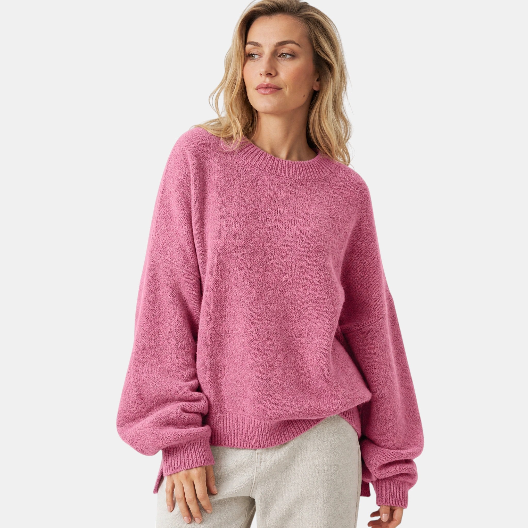 NAJAS | Women's Crew Neck Knitted Jumper with Split Hem