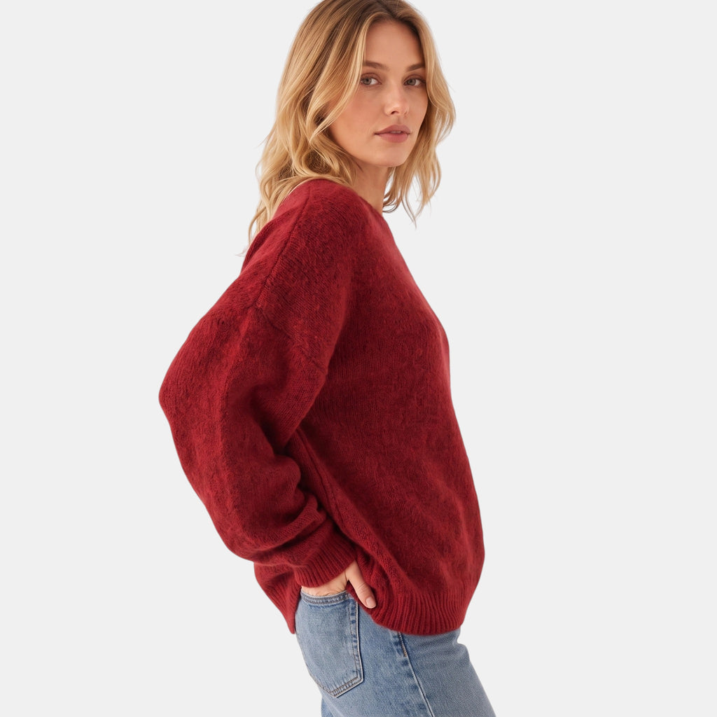 NAJAS | Women's Crew Neck Knitted Jumper with Split Hem