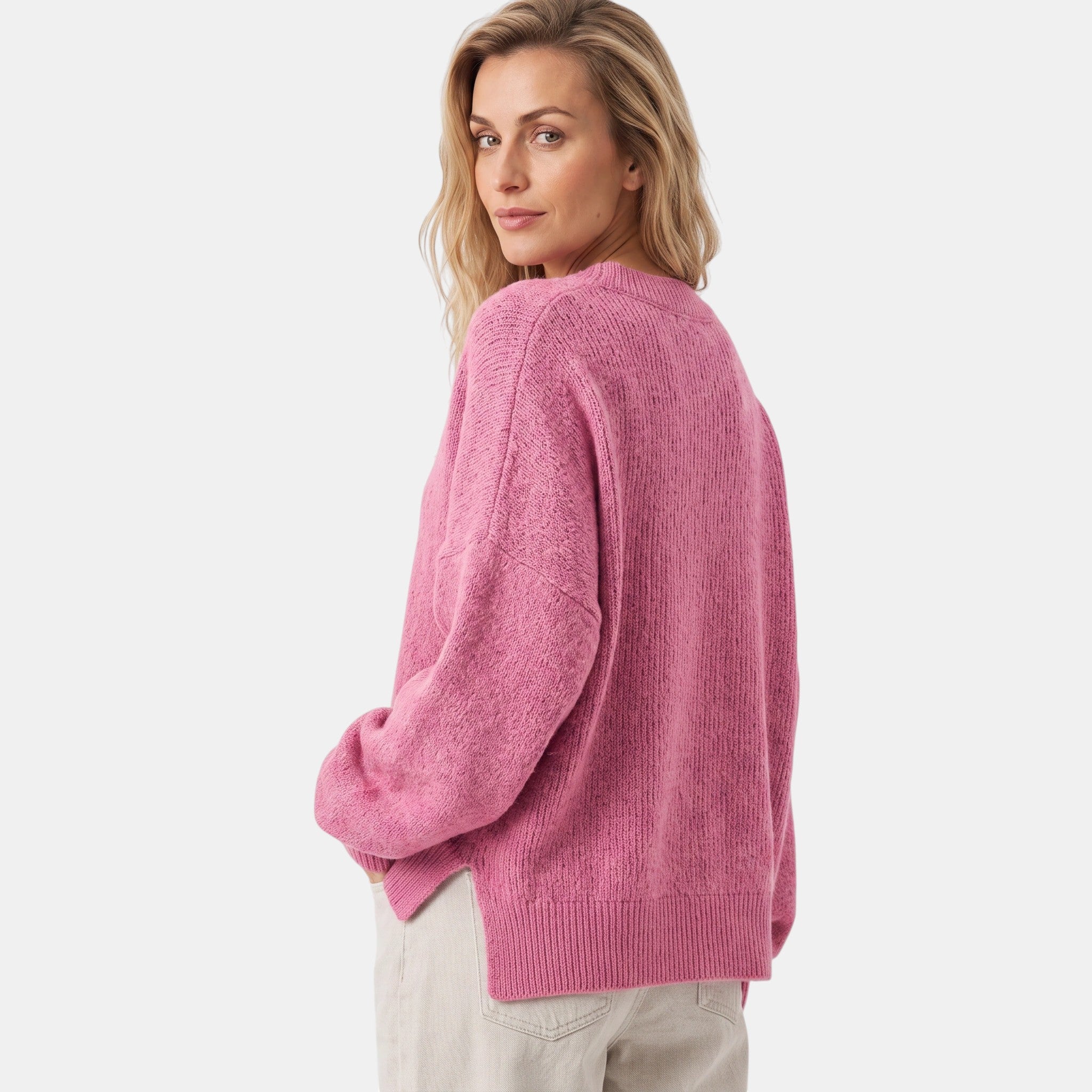 NAJAS | Women's Crew Neck Knitted Jumper with Split Hem