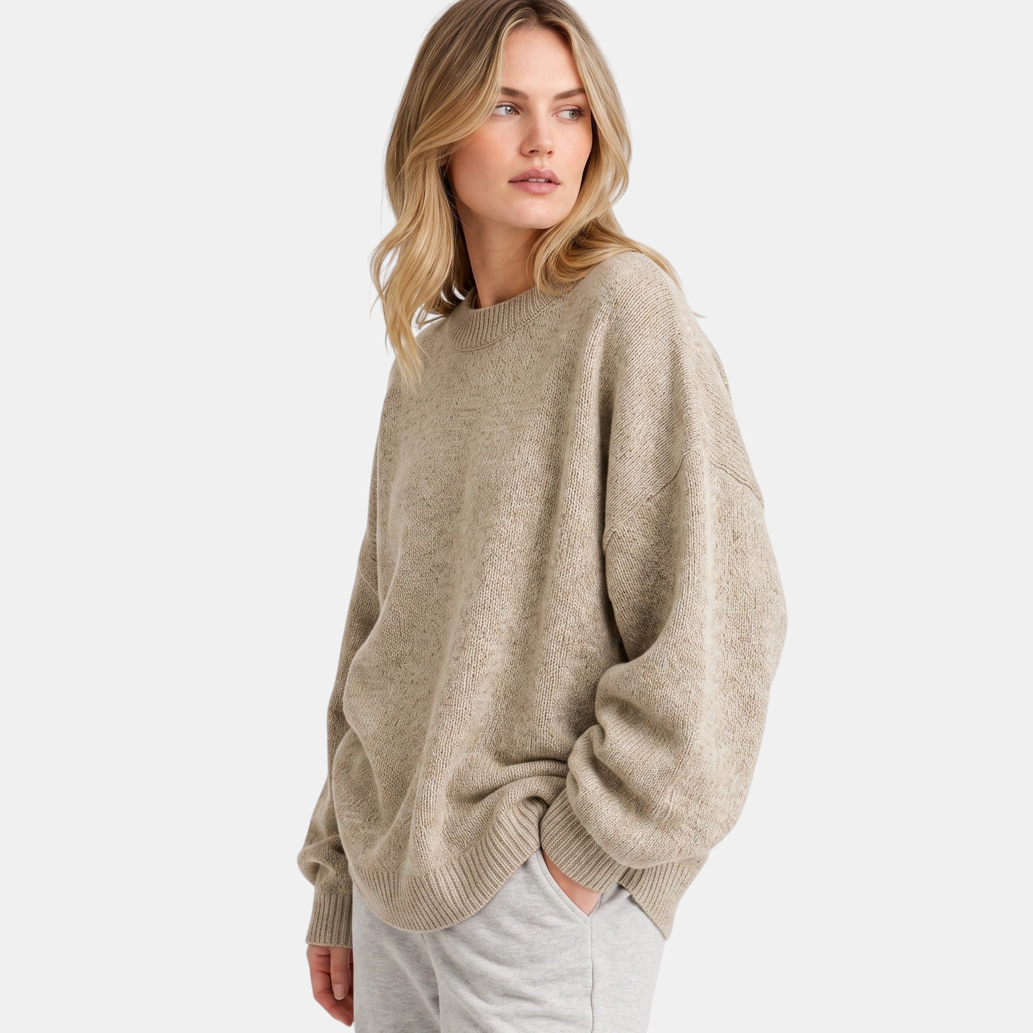 NAJAS | Women's Crew Neck Knitted Jumper with Split Hem