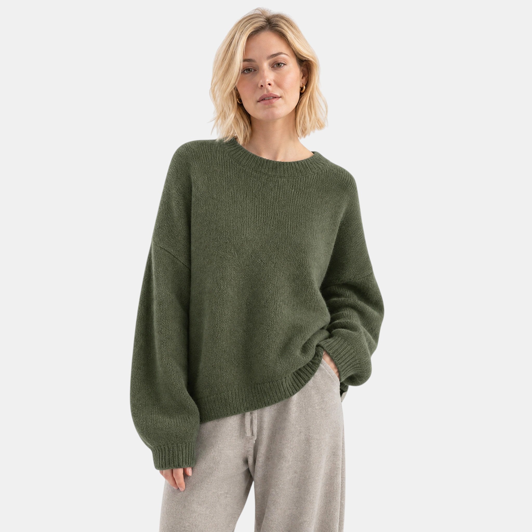 NAJAS | Women's Crew Neck Knitted Jumper with Split Hem