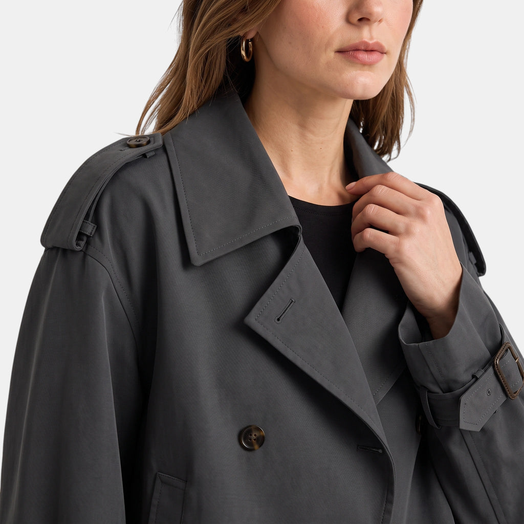 NAJAS | Women's Double Breasted Short Trench Coat