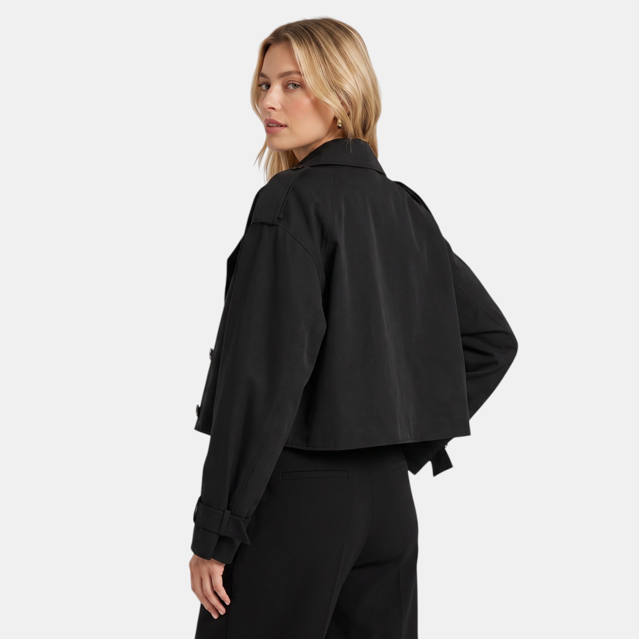 NAJAS | Women's Double Breasted Short Trench Coat