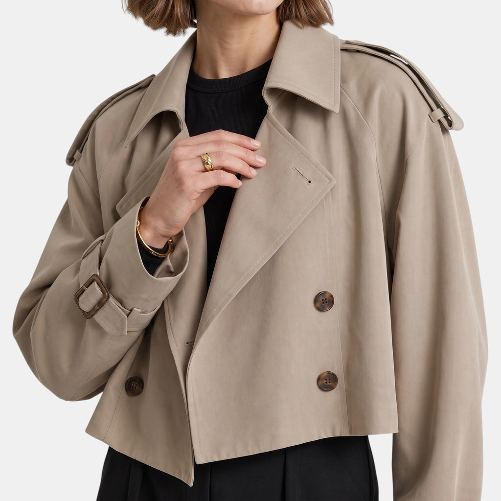 NAJAS | Women's Double Breasted Short Trench Coat