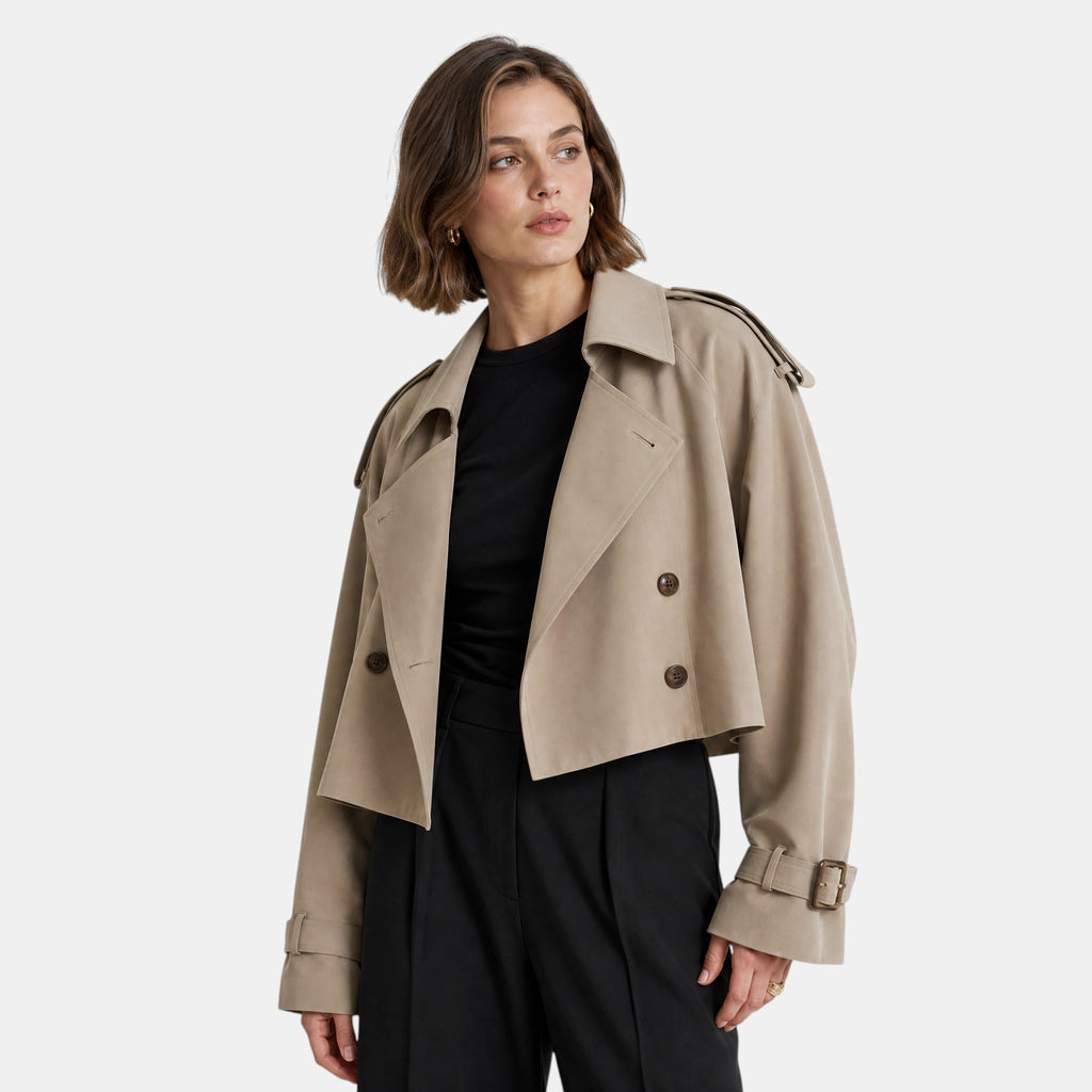 NAJAS | Women's Double Breasted Short Trench Coat
