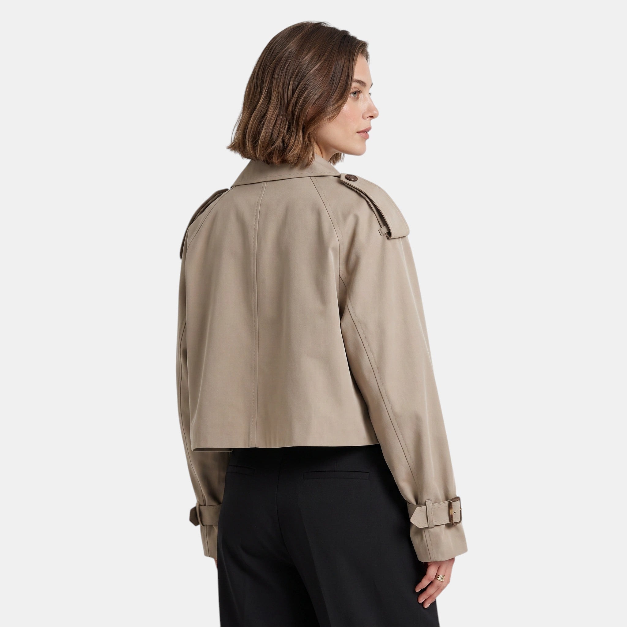 NAJAS | Women's Double Breasted Short Trench Coat