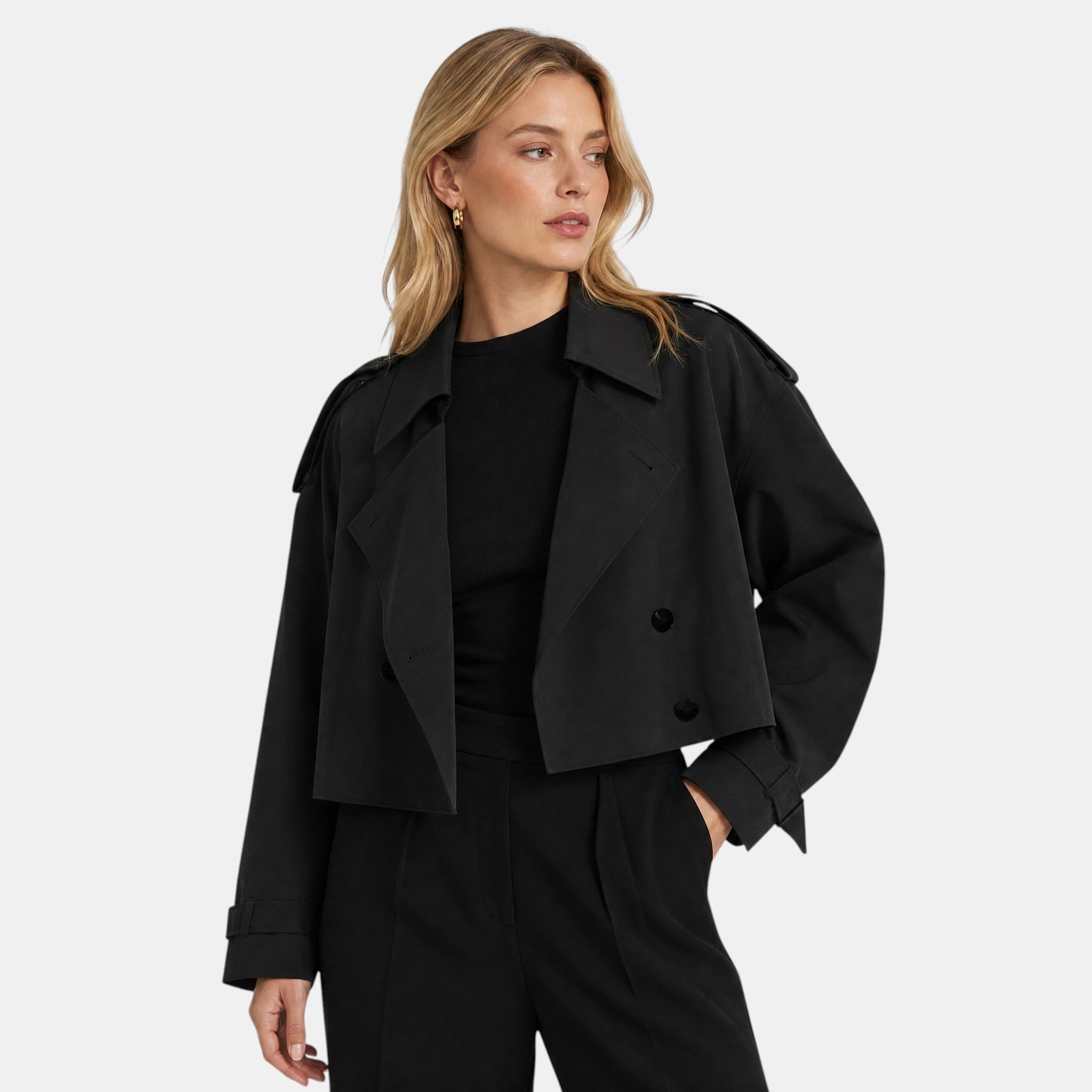 NAJAS | Women's Double Breasted Short Trench Coat