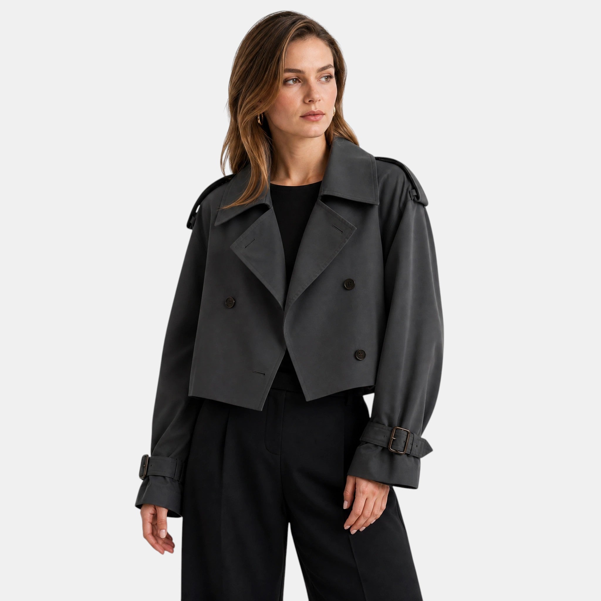 NAJAS | Women's Double Breasted Short Trench Coat