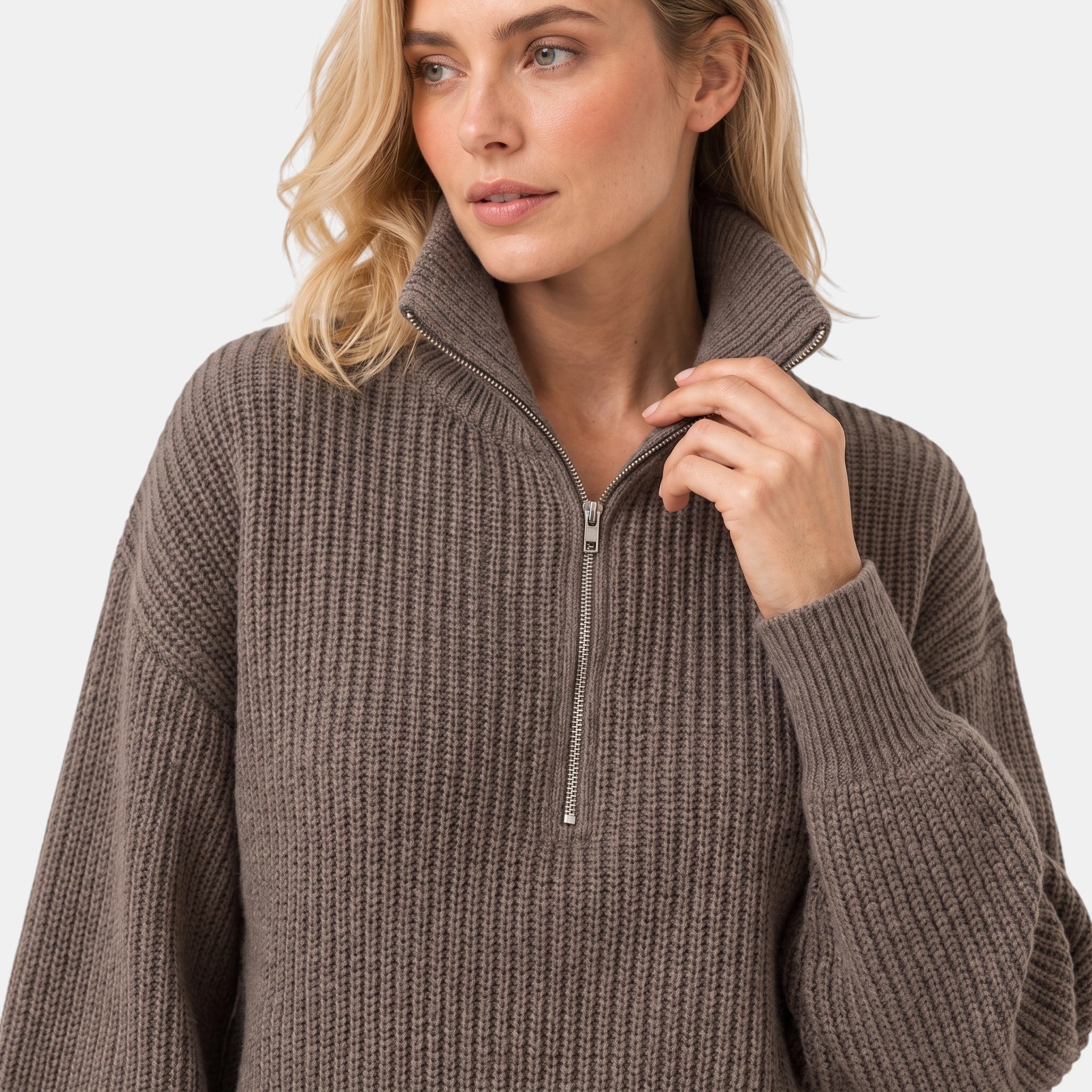 NAJAS | Women's Half Zip Collared Knitted Jumper