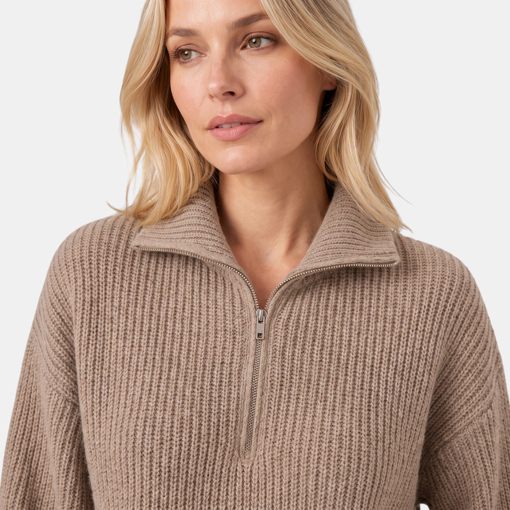NAJAS | Women's Half Zip Collared Knitted Jumper