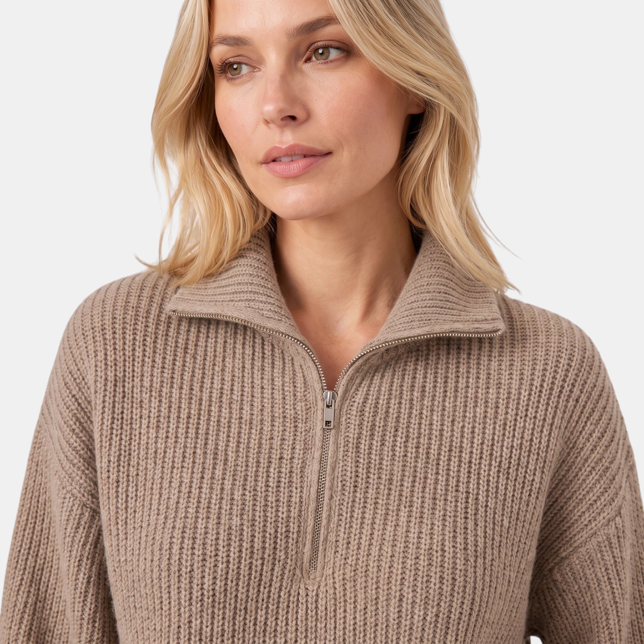 NAJAS | Women's Half Zip Collared Knitted Jumper