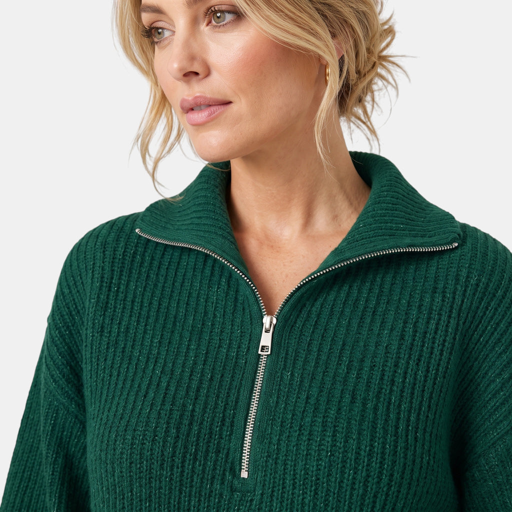 NAJAS | Women's Half Zip Collared Knitted Jumper