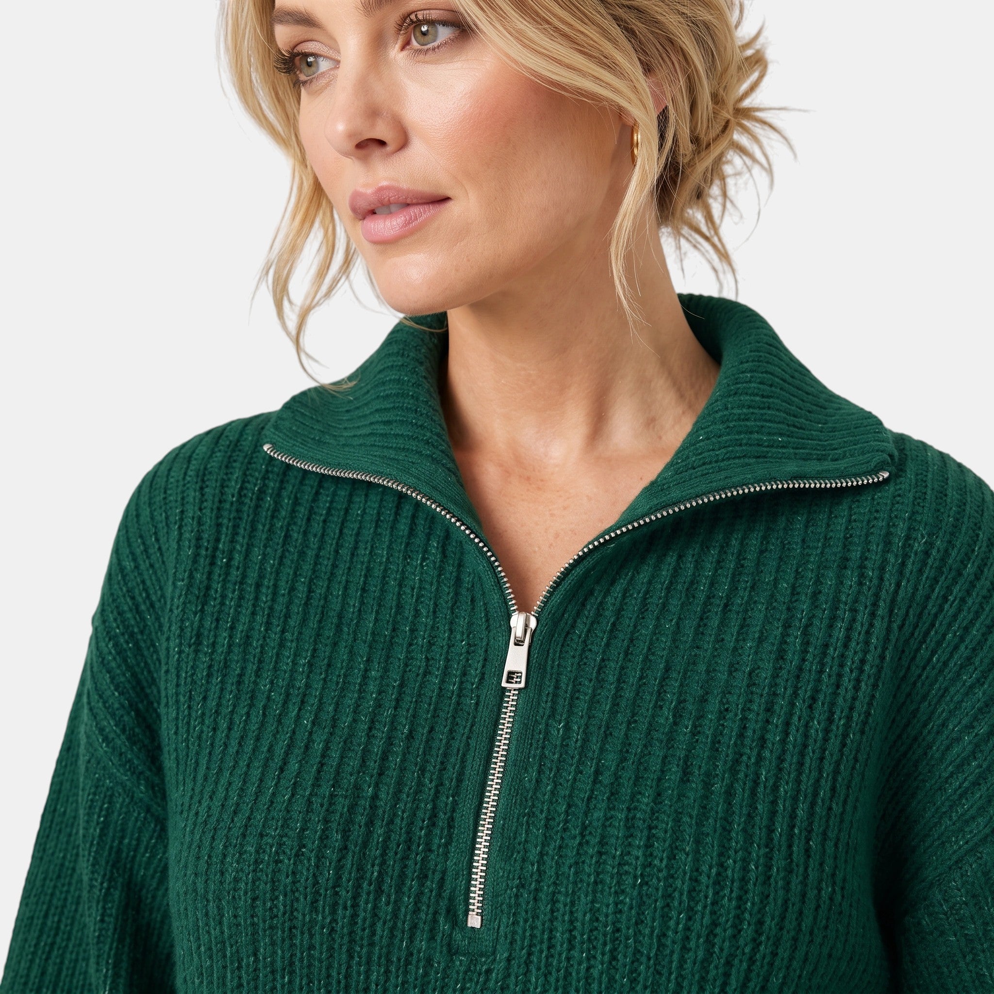 NAJAS | Women's Half Zip Collared Knitted Jumper