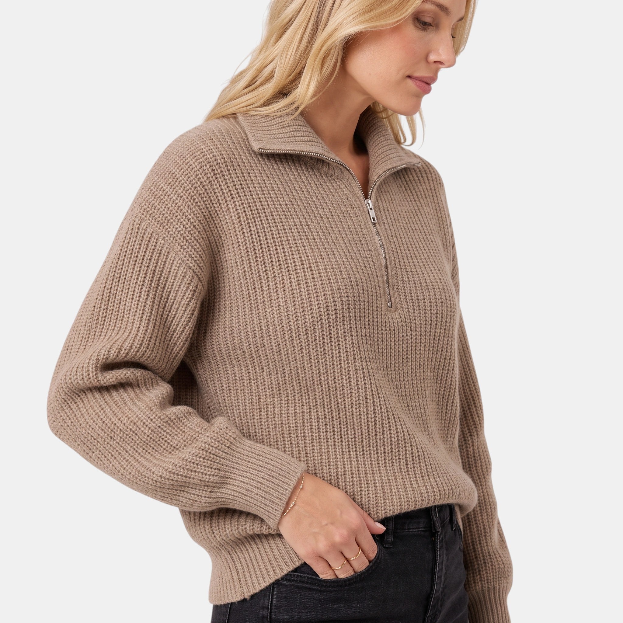 NAJAS | Women's Half Zip Collared Knitted Jumper