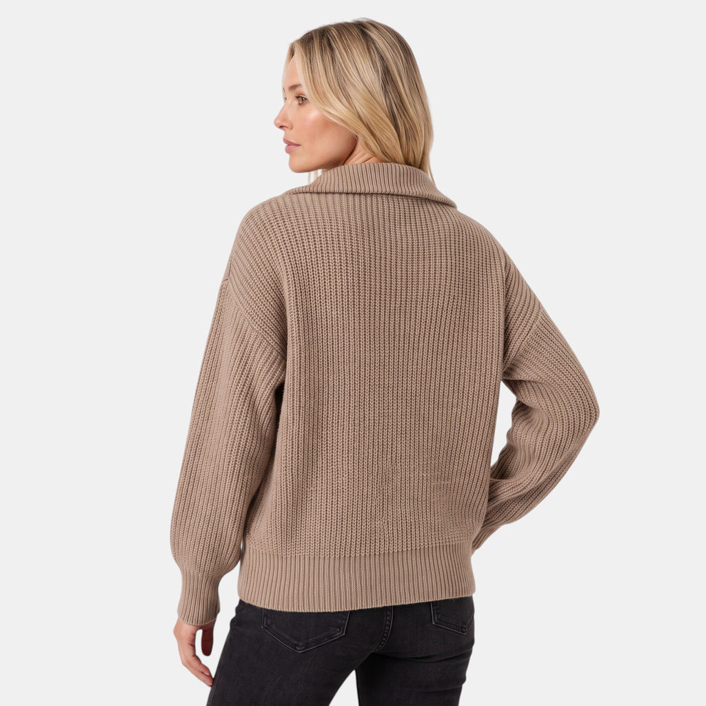 NAJAS | Women's Half Zip Collared Knitted Jumper