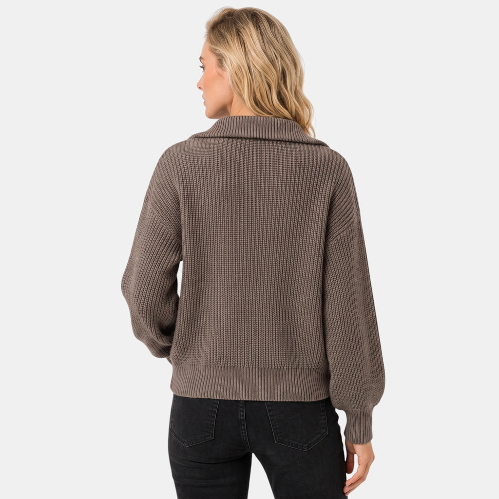 NAJAS | Women's Half Zip Collared Knitted Jumper