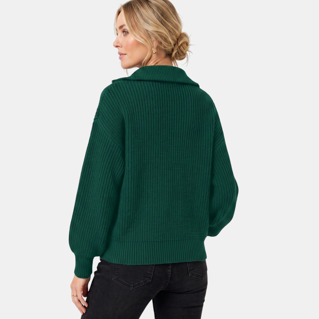 NAJAS | Women's Half Zip Collared Knitted Jumper