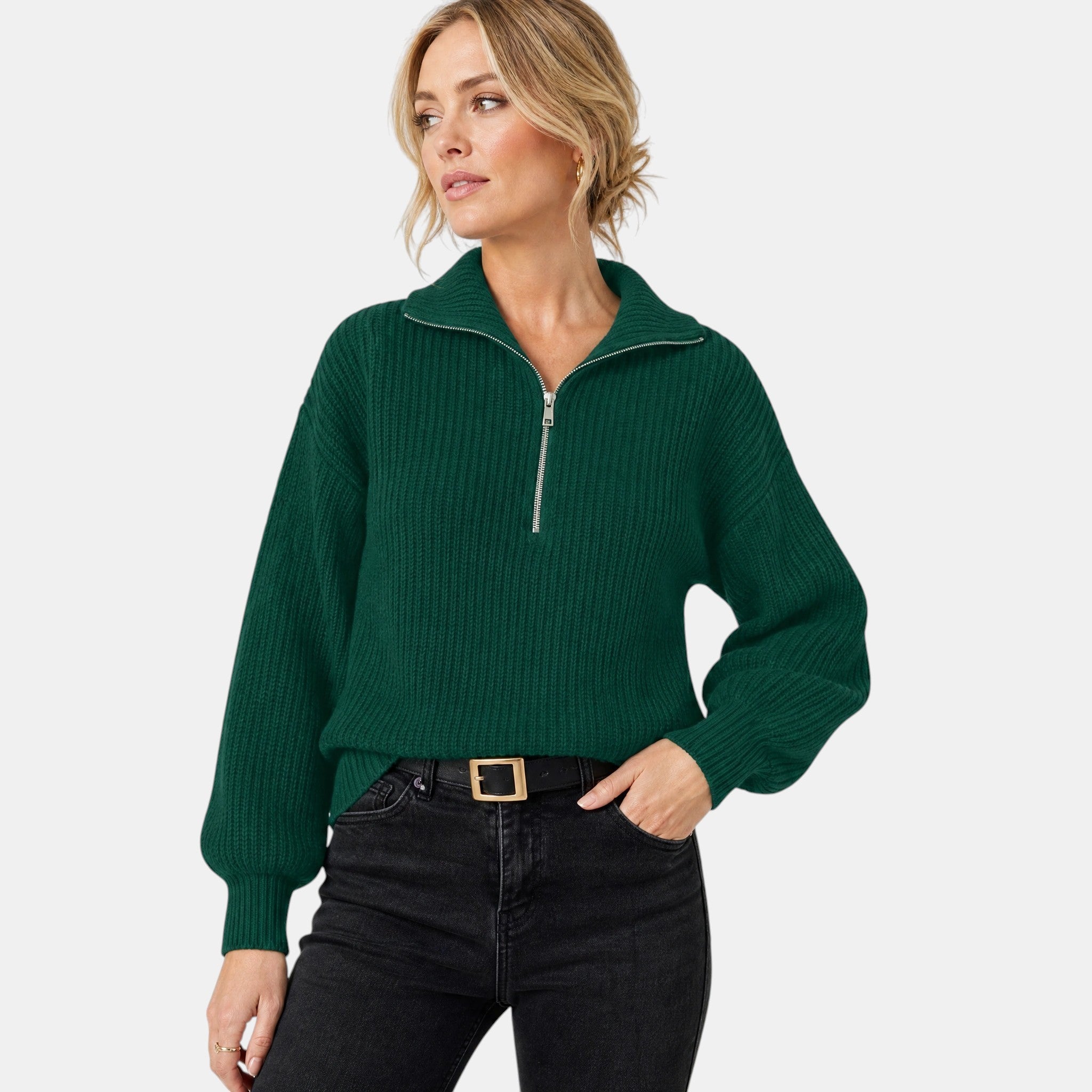 NAJAS | Women's Half Zip Collared Knitted Jumper