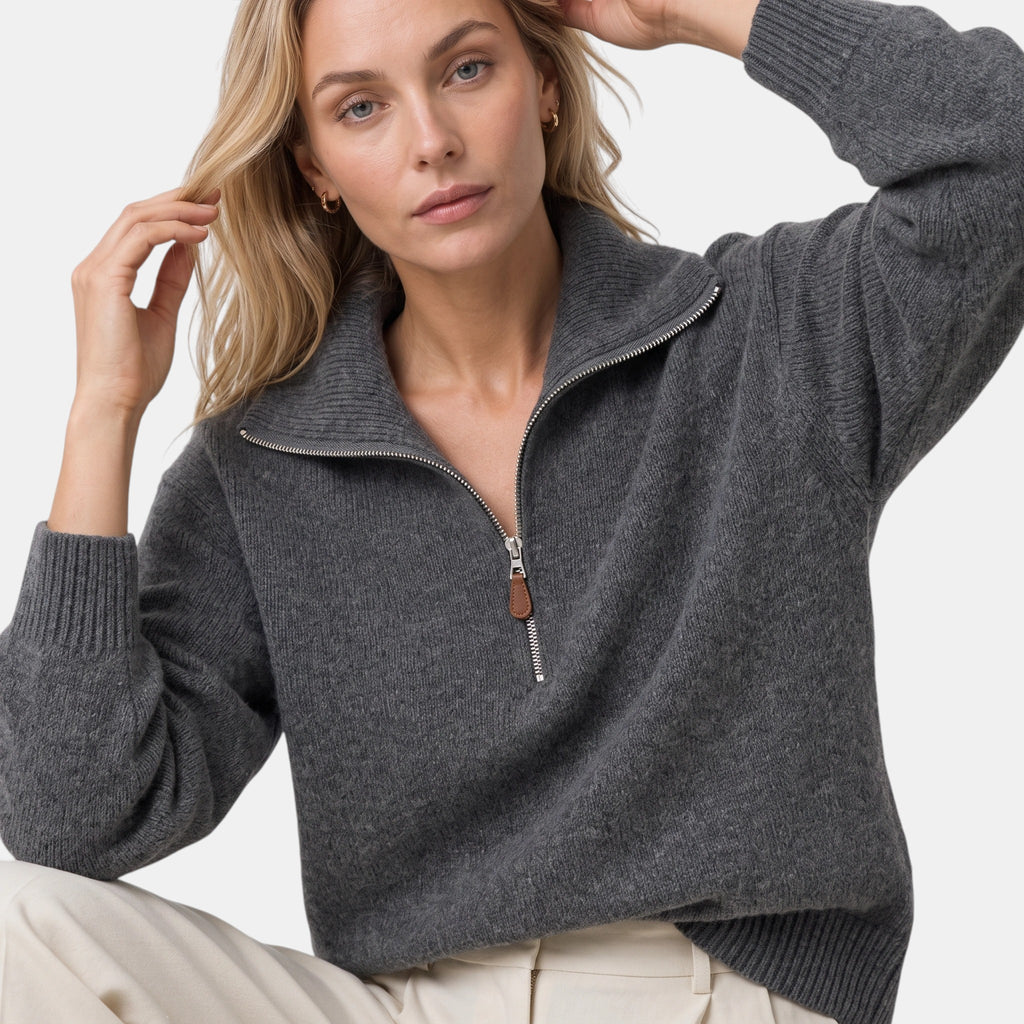 NAJAS | Women's Half Zip High Neck Knitted Jumper