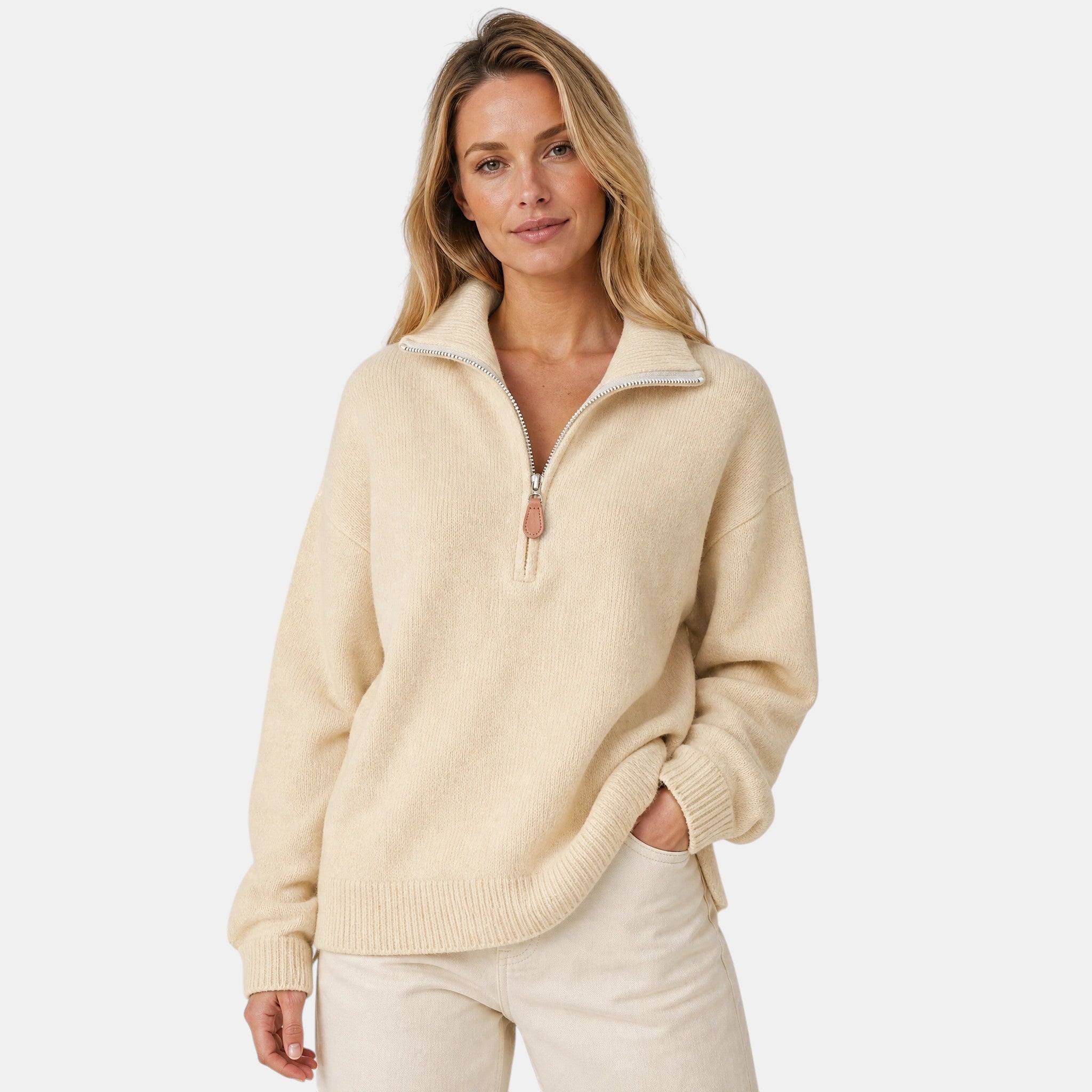 NAJAS | Women's Half Zip High Neck Knitted Jumper