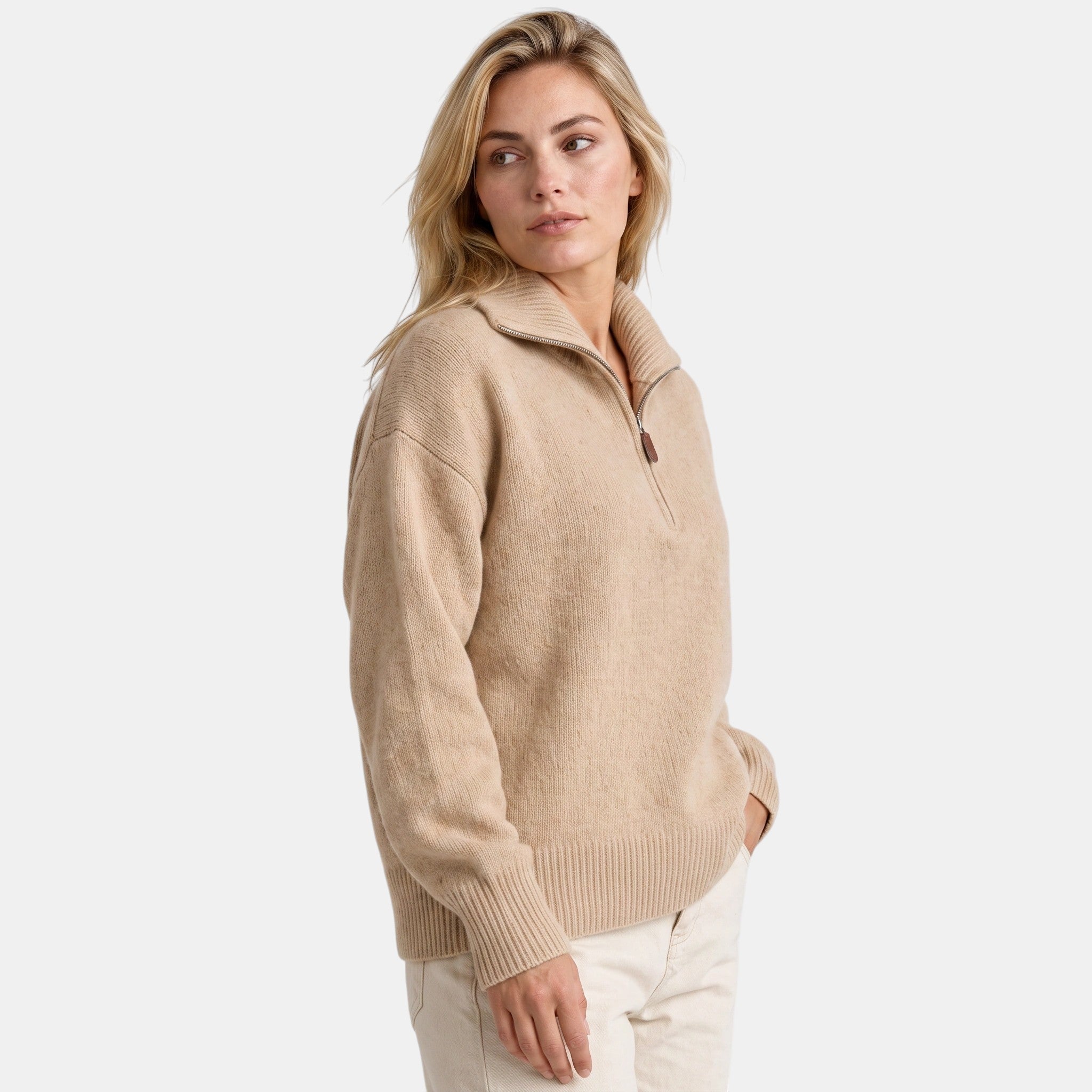 NAJAS | Women's Half Zip High Neck Knitted Jumper