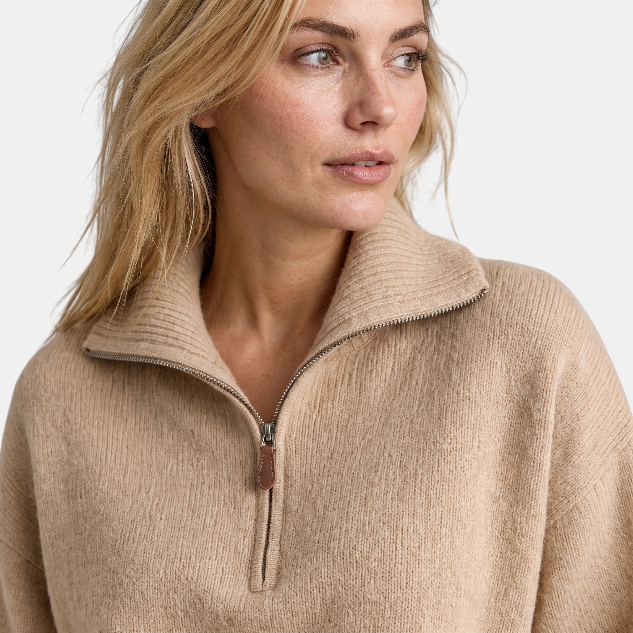 NAJAS | Women's Half Zip High Neck Knitted Jumper