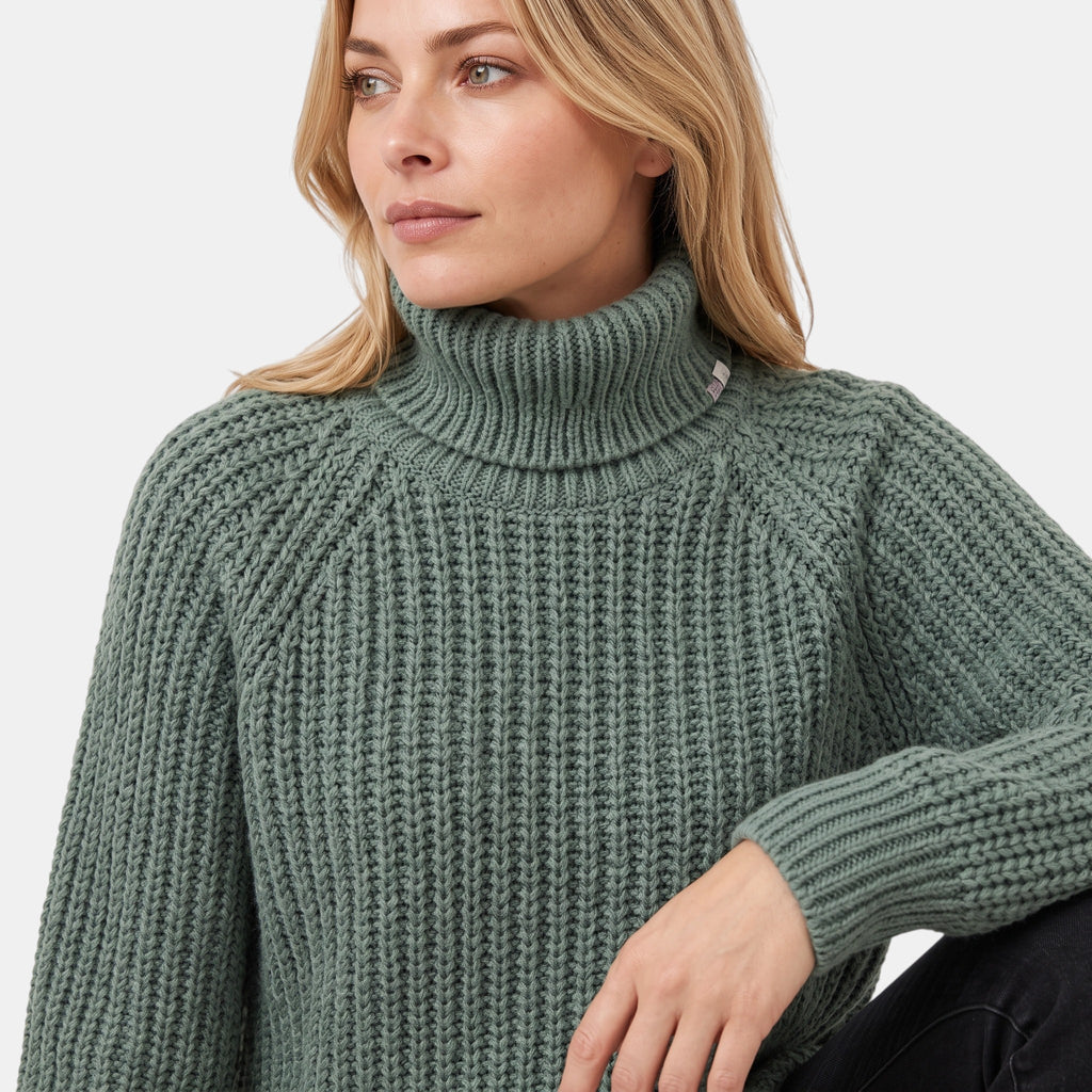 NAJAS | Women's High Neck Knitted Jumper with Side Split Hem