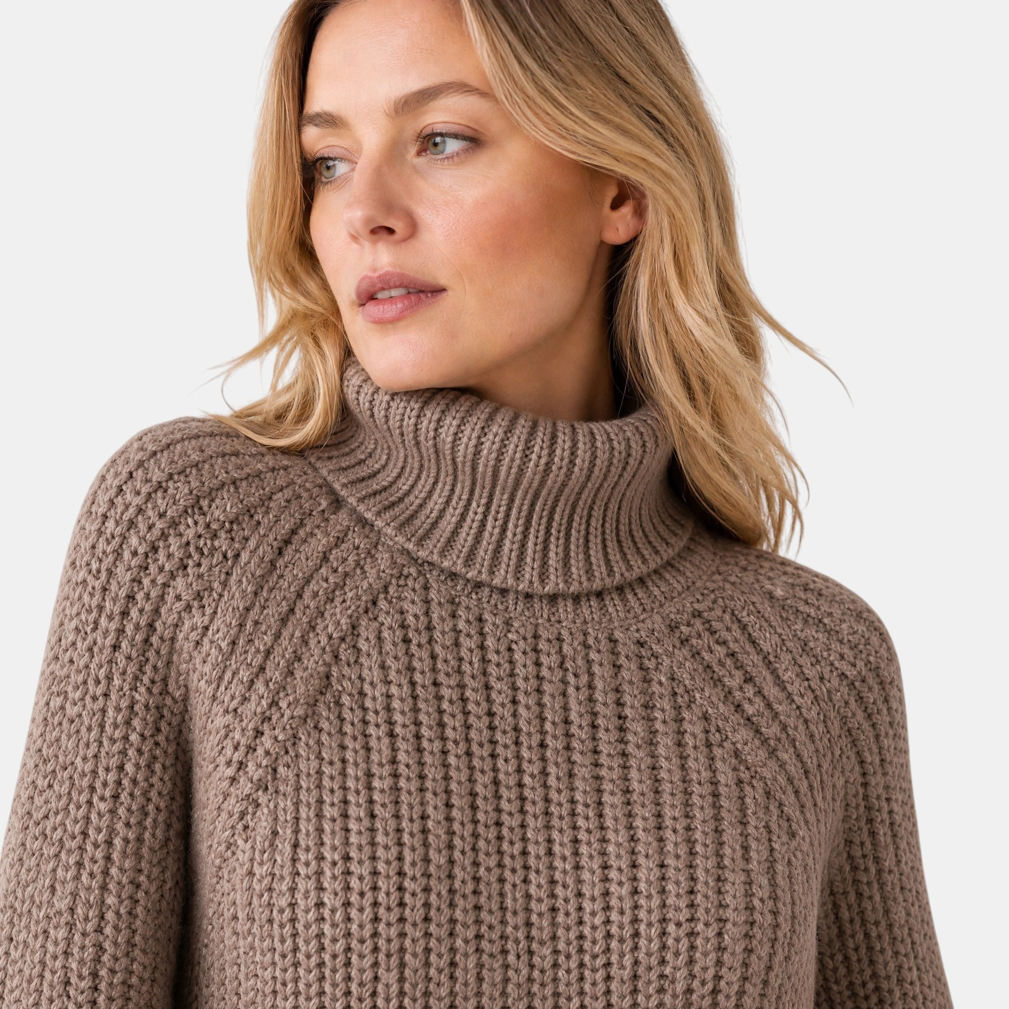 NAJAS | Women's High Neck Knitted Jumper with Side Split Hem