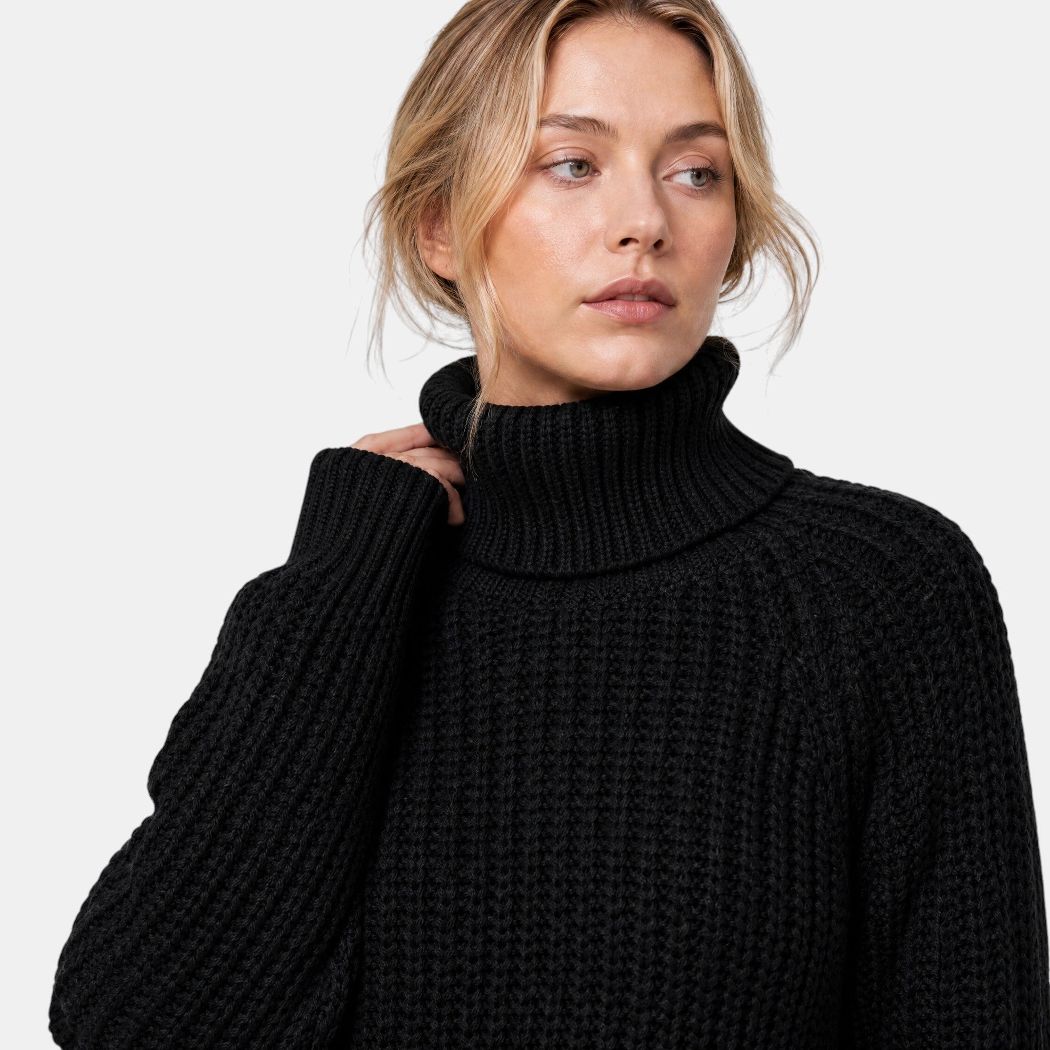 NAJAS | Women's High Neck Knitted Jumper with Side Split Hem