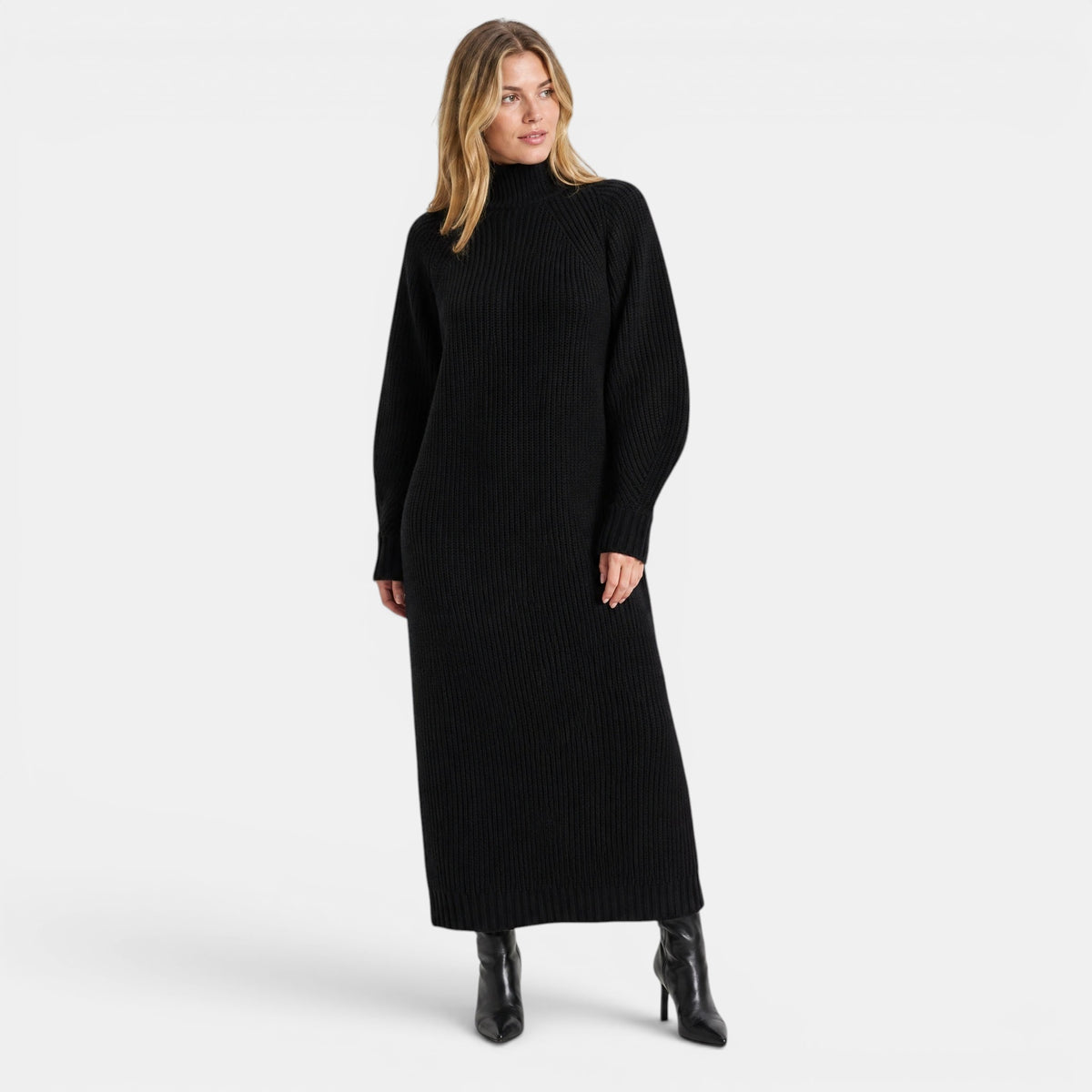 NAJAS | Women's High Neck Knitted Midi Jumper Dress