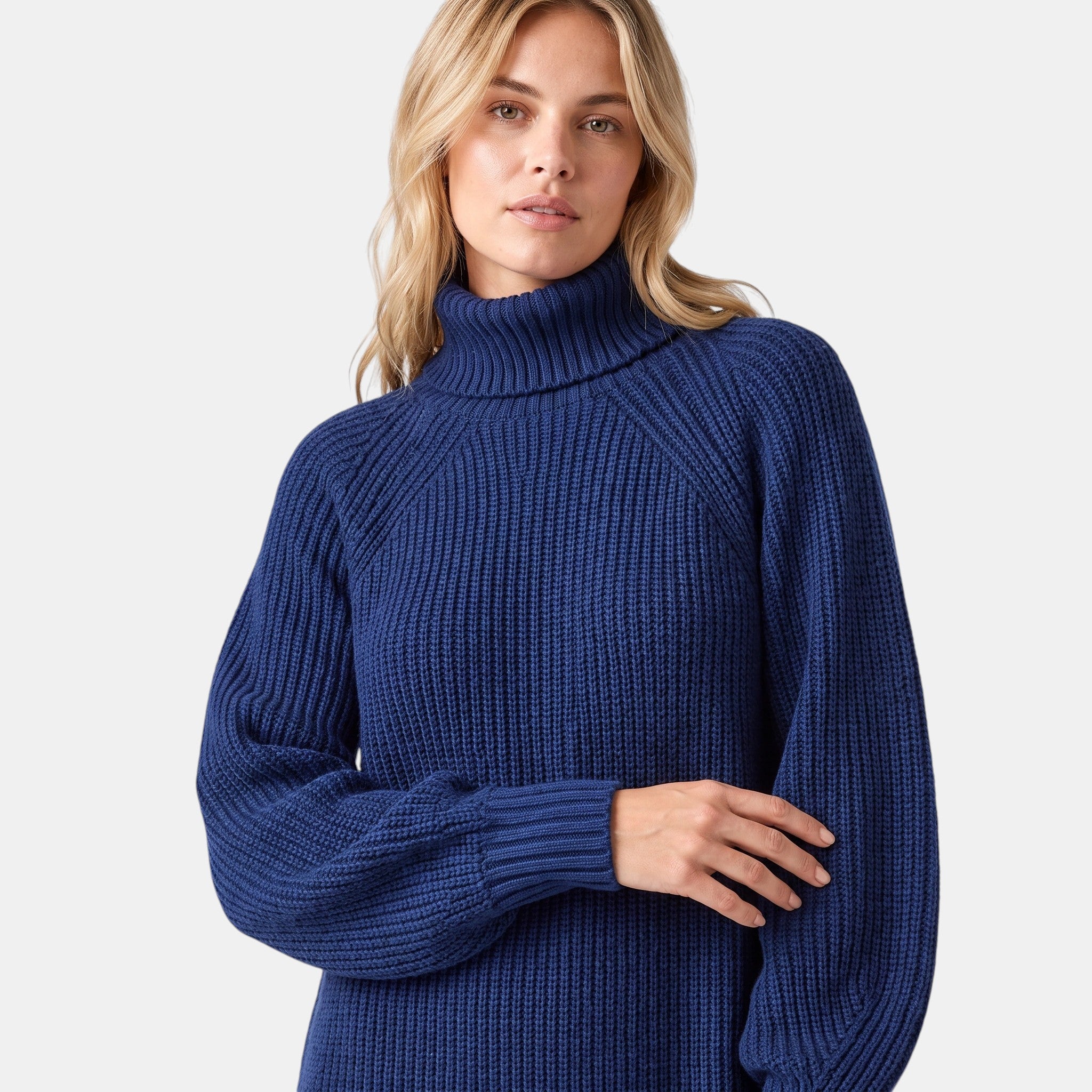 NAJAS | Women's High Neck Knitted Midi Jumper Dress
