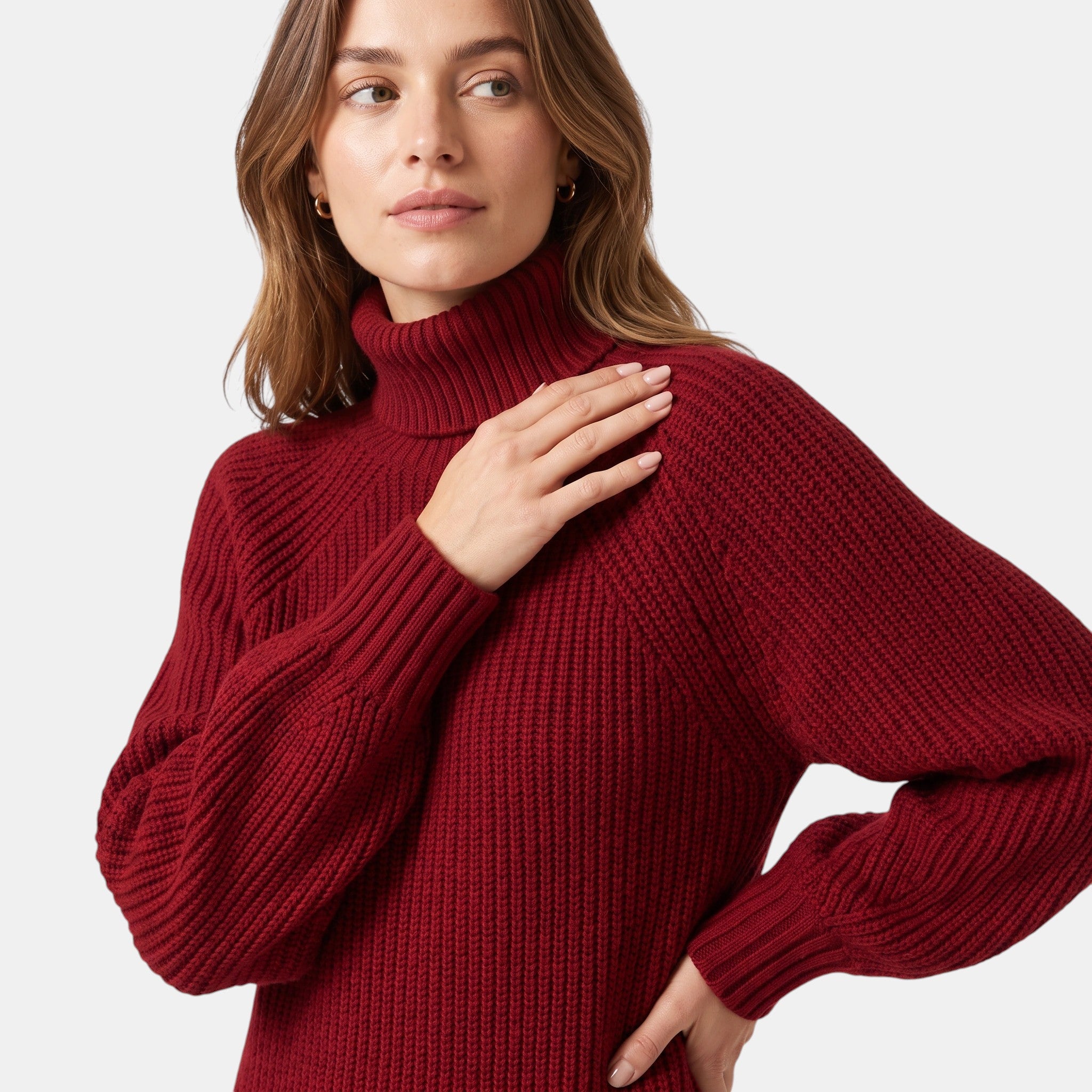 NAJAS | Women's High Neck Knitted Midi Jumper Dress