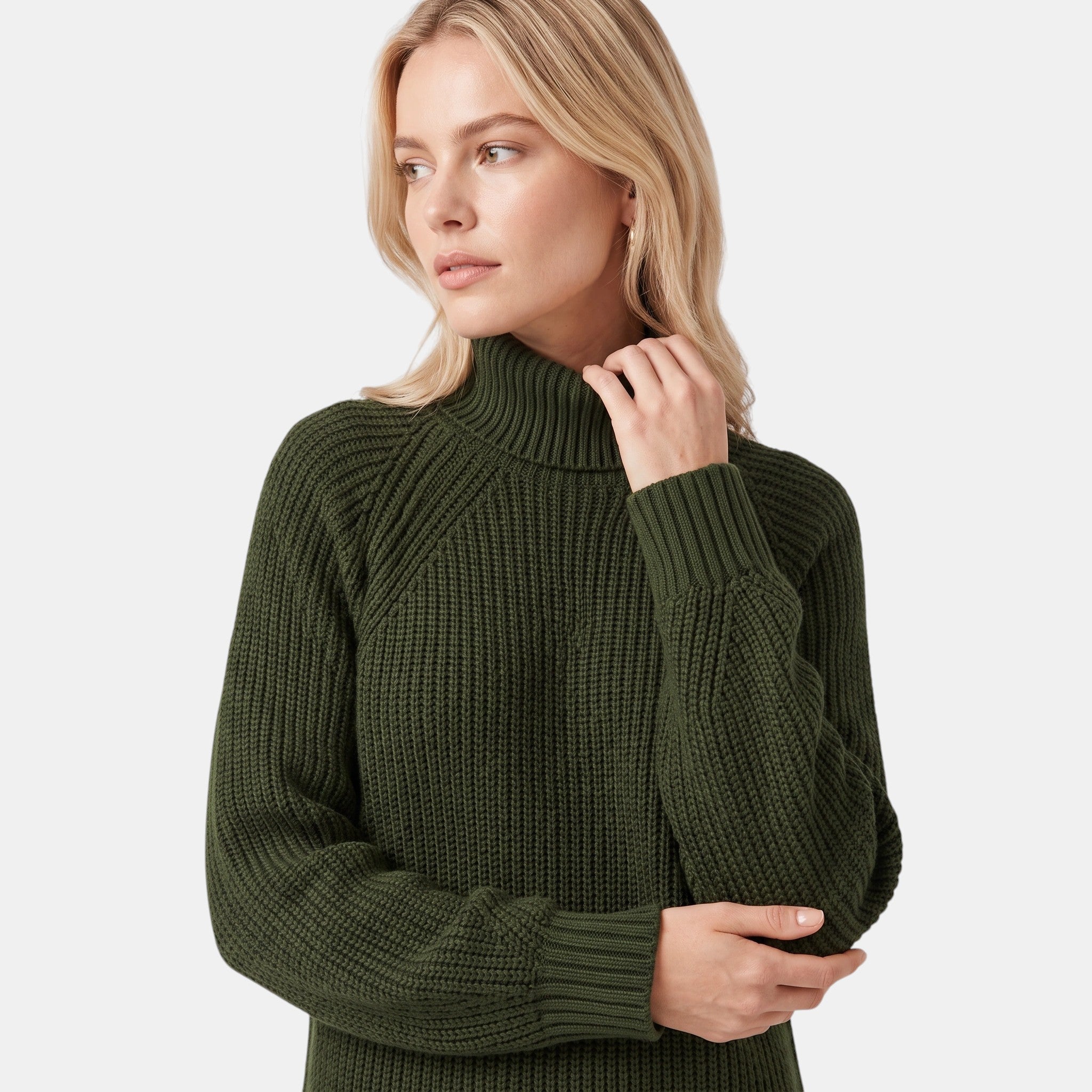 NAJAS | Women's High Neck Knitted Midi Jumper Dress