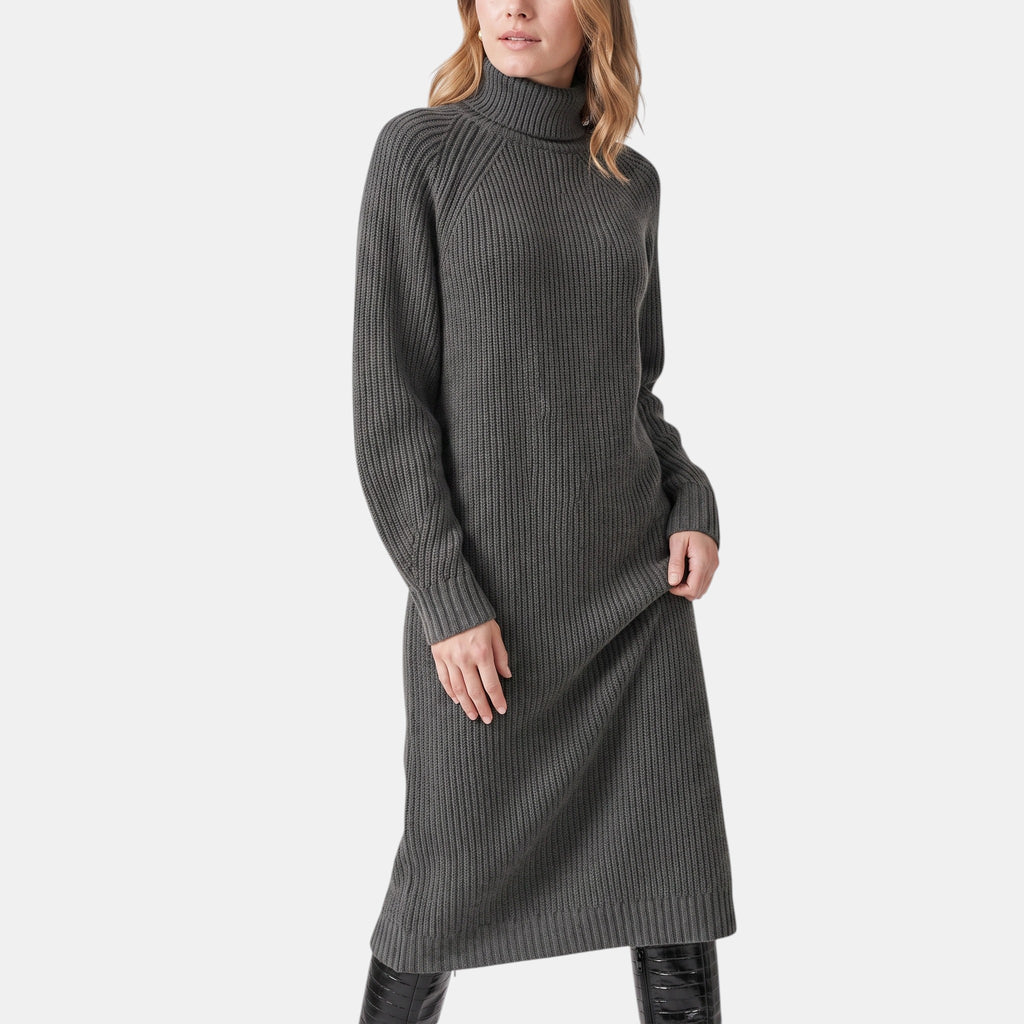 NAJAS | Women's High Neck Knitted Midi Jumper Dress