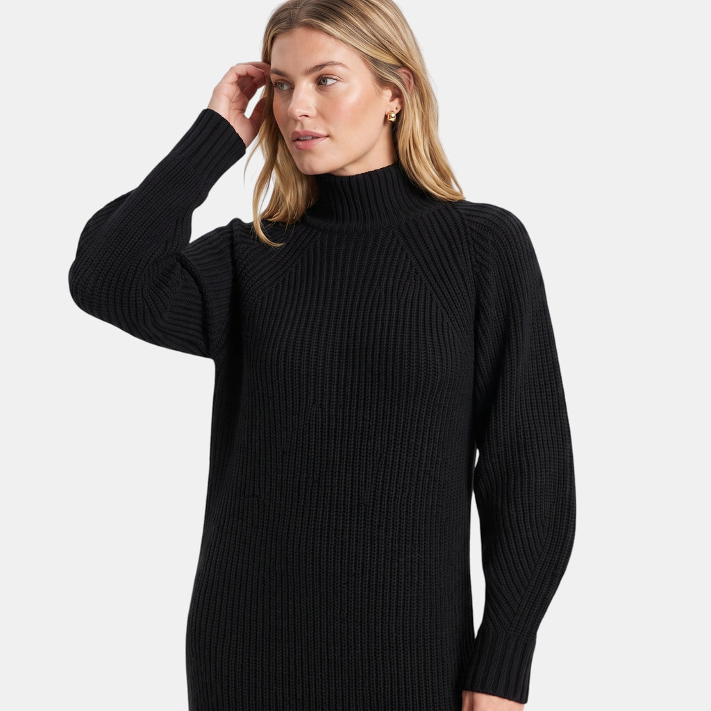 NAJAS | Women's High Neck Knitted Midi Jumper Dress