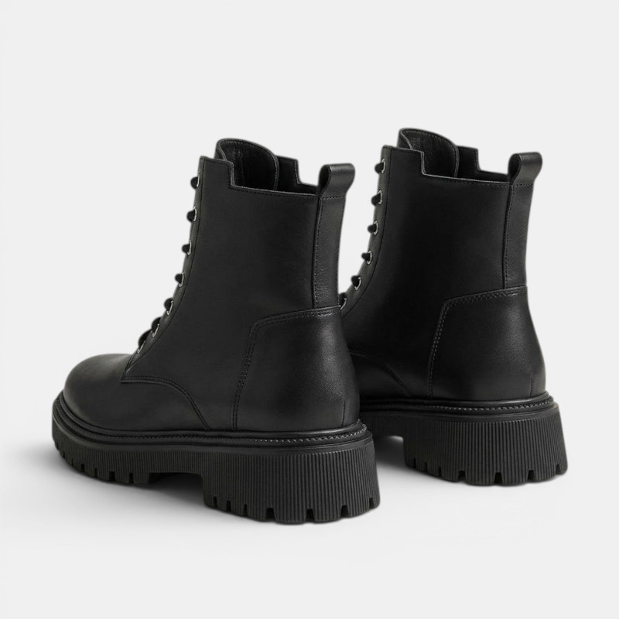 NAJAS | Women's Lace-Up Platform Ankle Boots with Side Zip