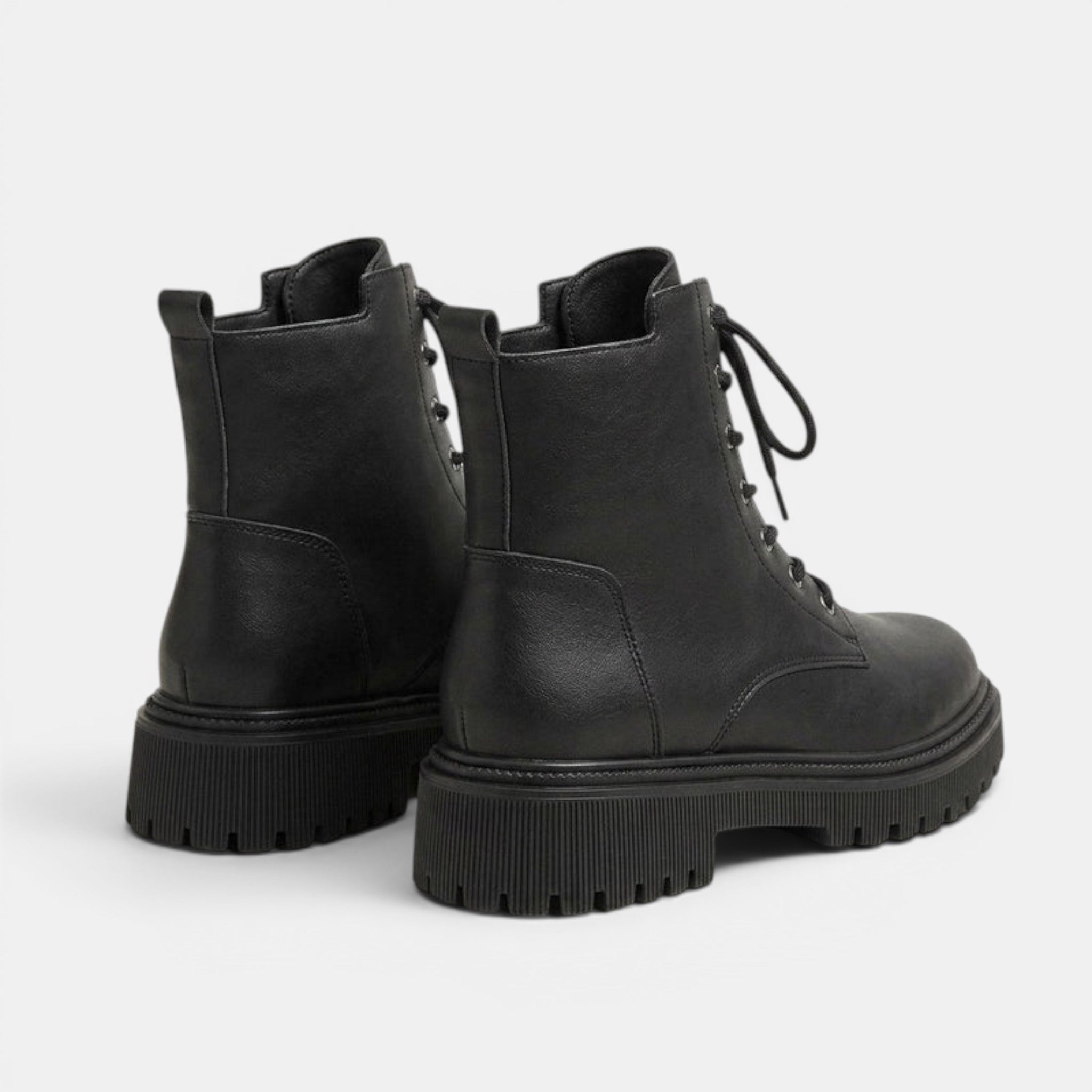 NAJAS | Women's Lace-Up Platform Ankle Boots with Side Zip