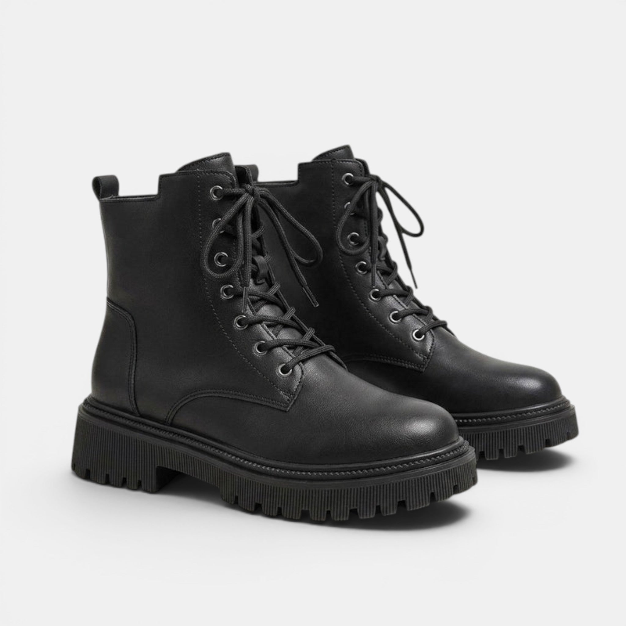 NAJAS | Women's Lace-Up Platform Ankle Boots with Side Zip