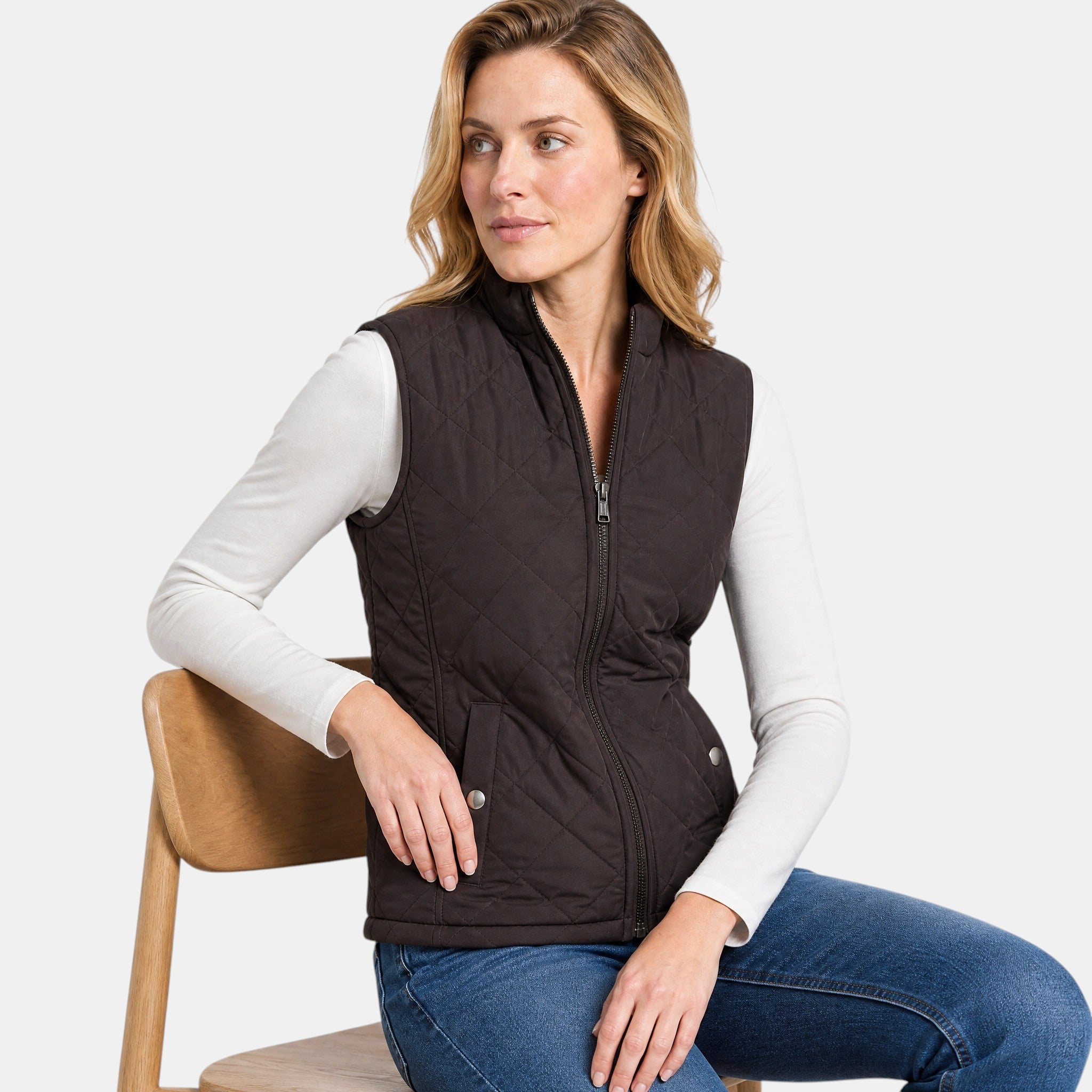 NAJAS | Women's Lightweight Quilted Zip-Up Gilet with Stand Collar